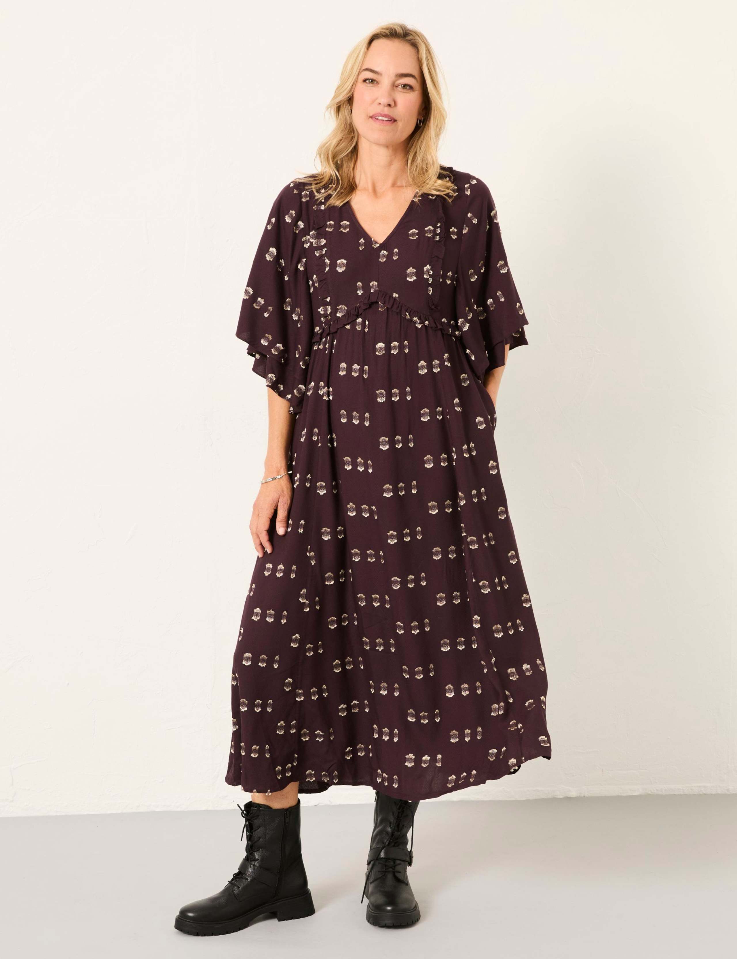 Metallic Printed V-Neck Midi Smock Dress 1 of 7