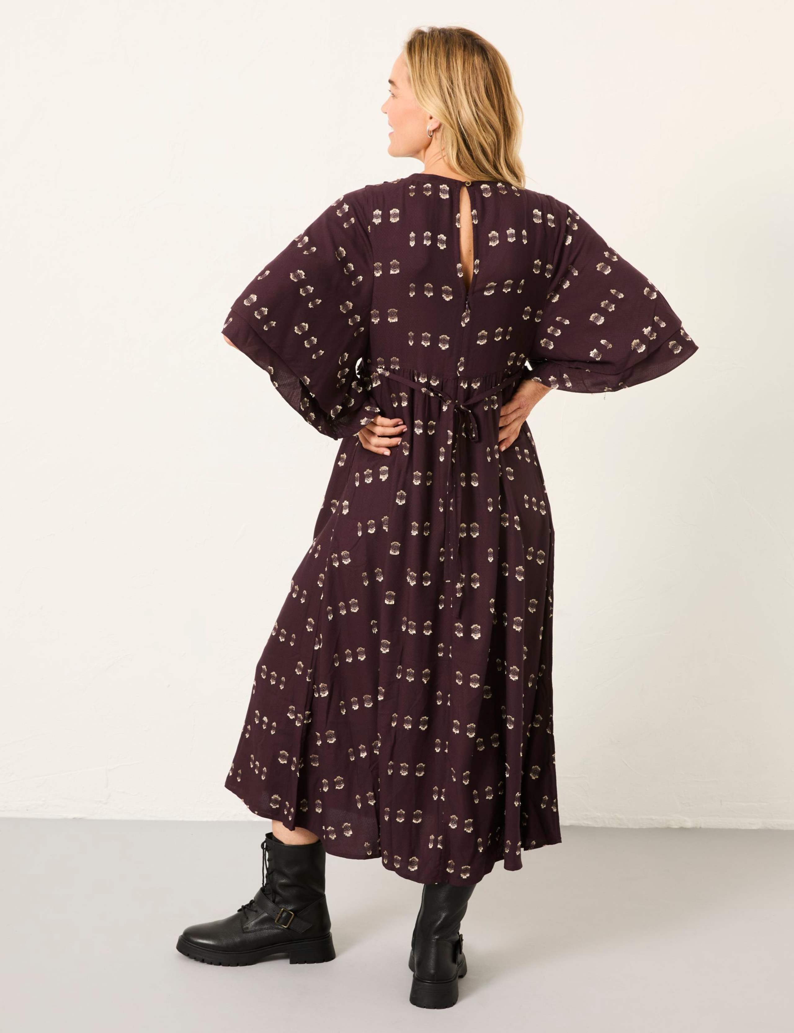 Metallic Printed V-Neck Midi Smock Dress 4 of 7