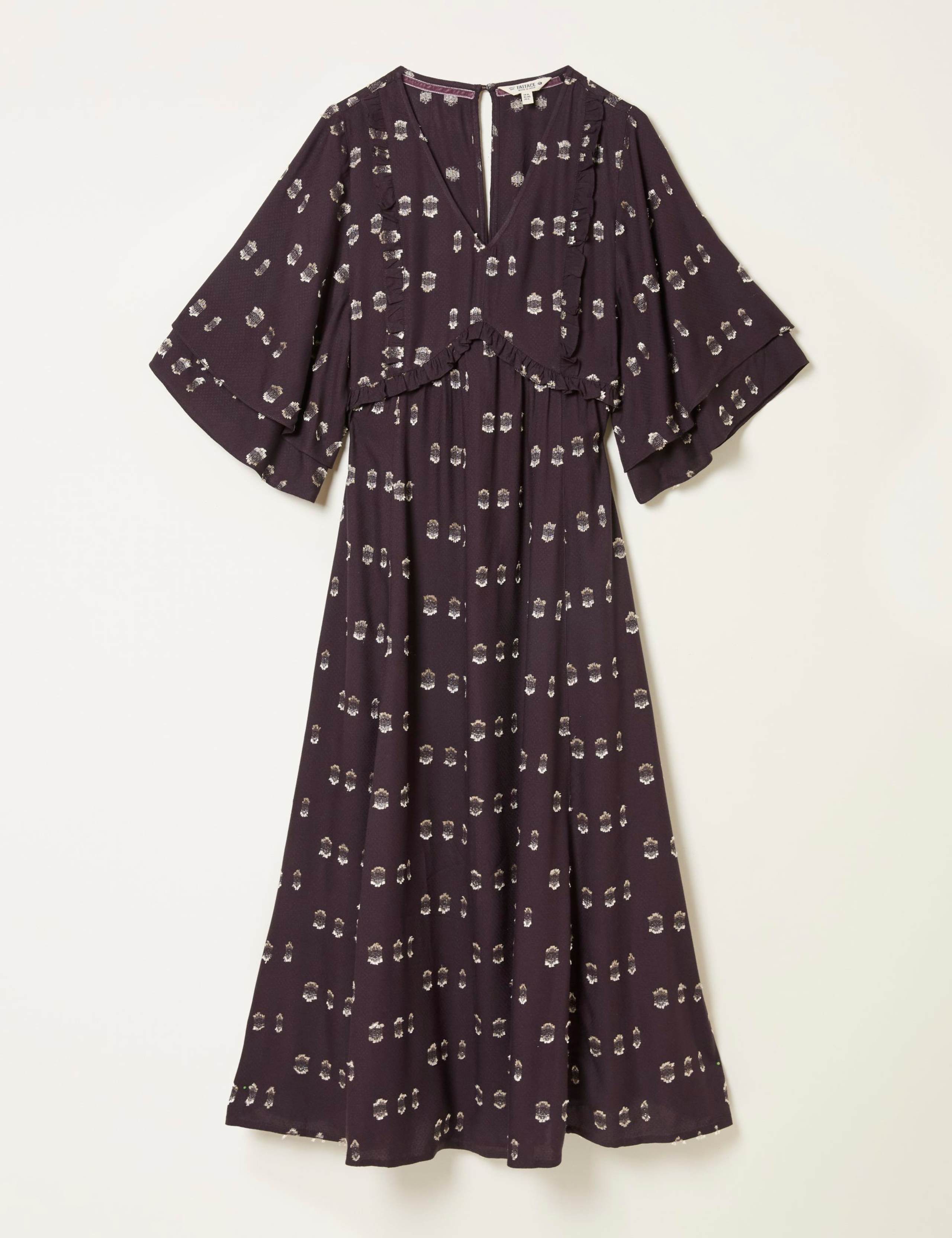 Metallic Printed V-Neck Midi Smock Dress 2 of 7