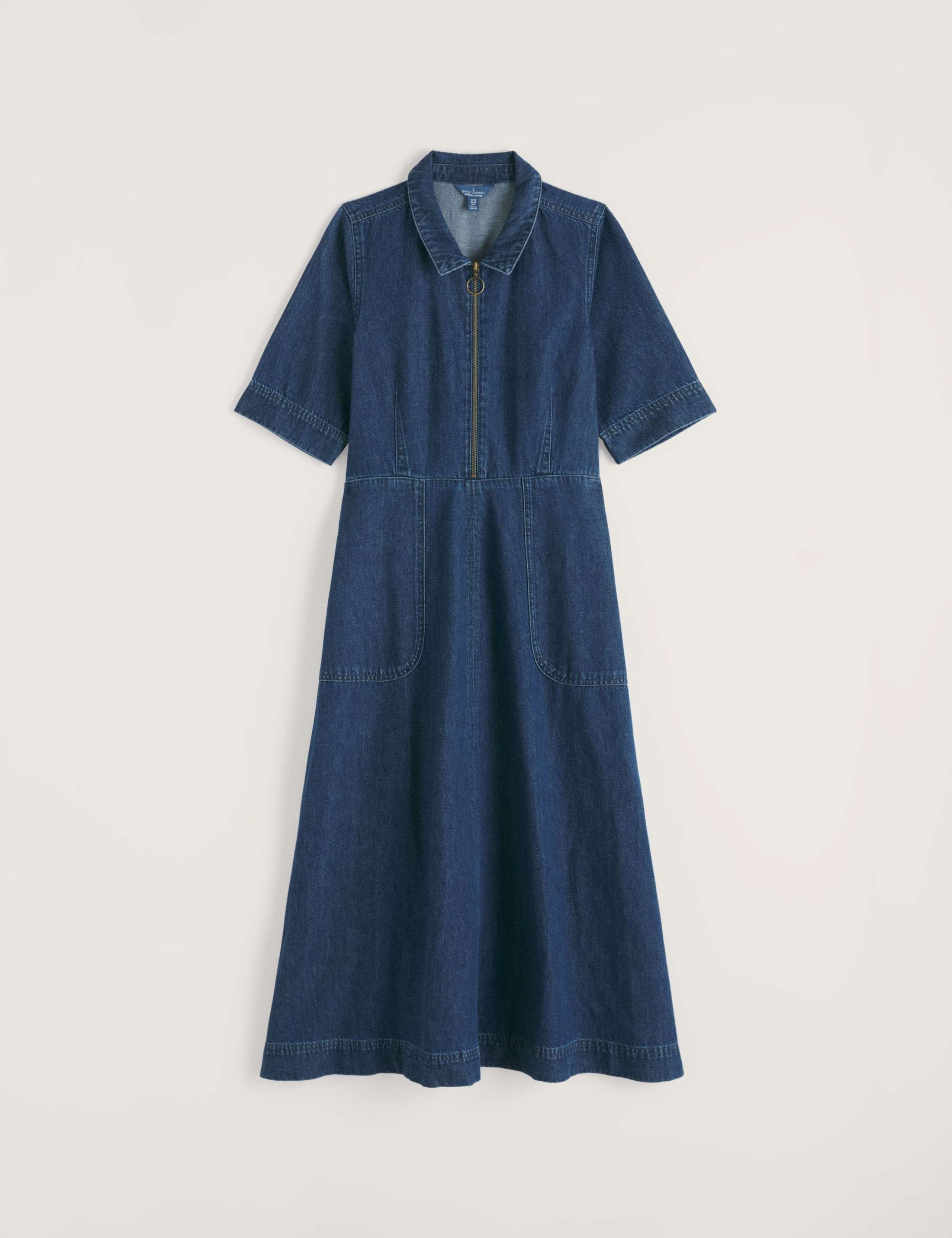 Cotton Rich Midi Shirt Dress with Linen 2 of 5