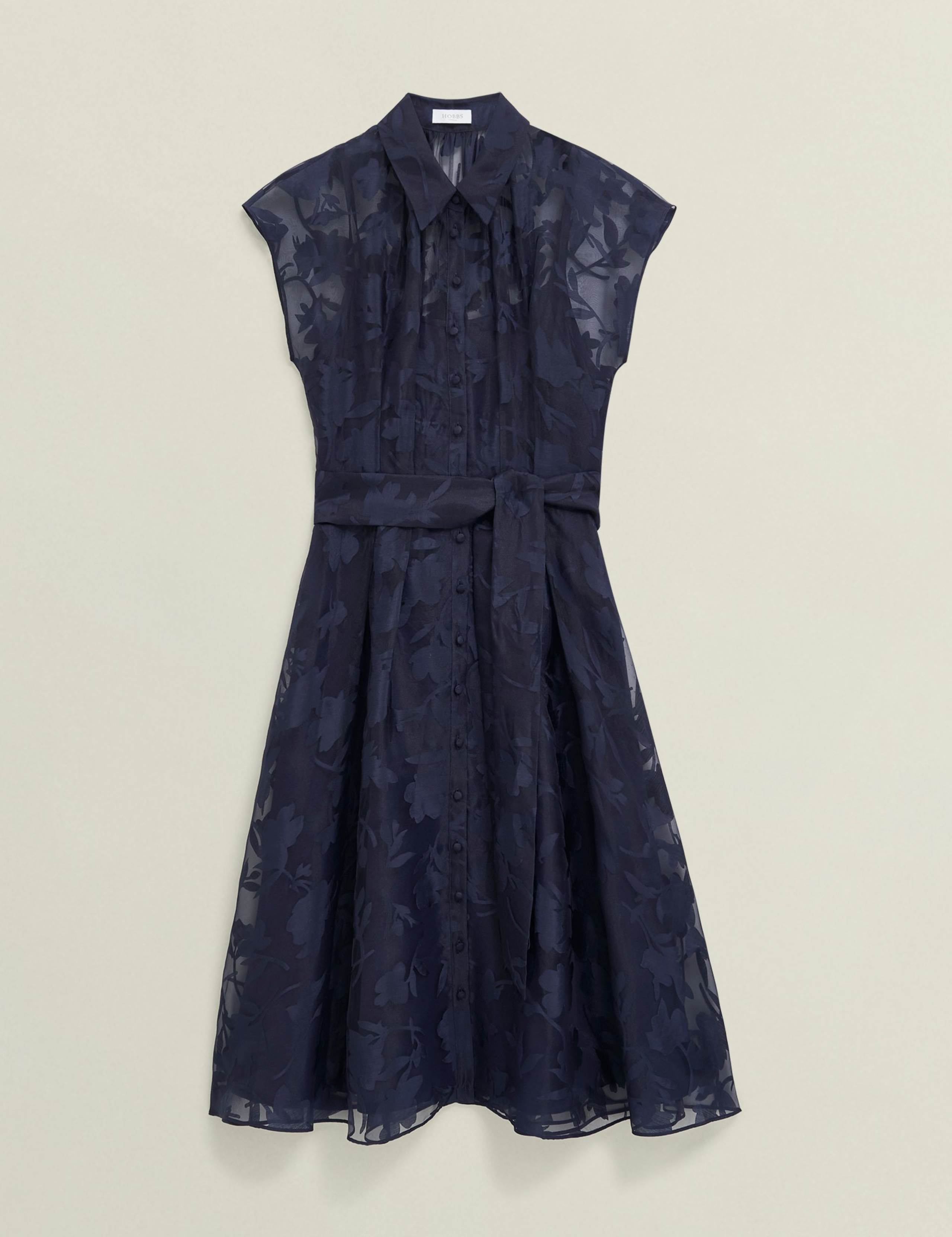 Floral Tie Waist Knee Length Skater Dress 2 of 6