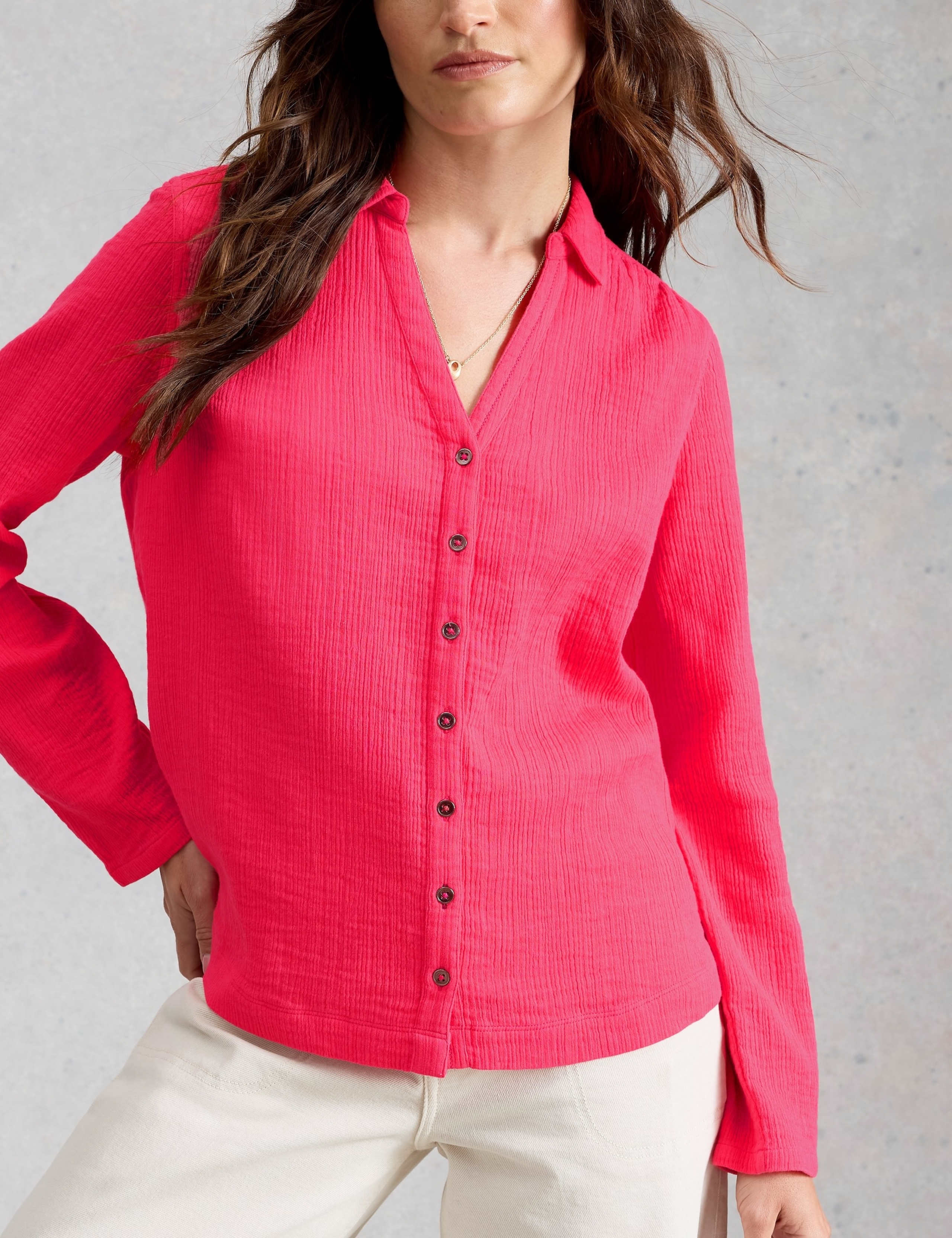 Pure Cotton Textured Collared Notch Neck Shirt 4 of 6