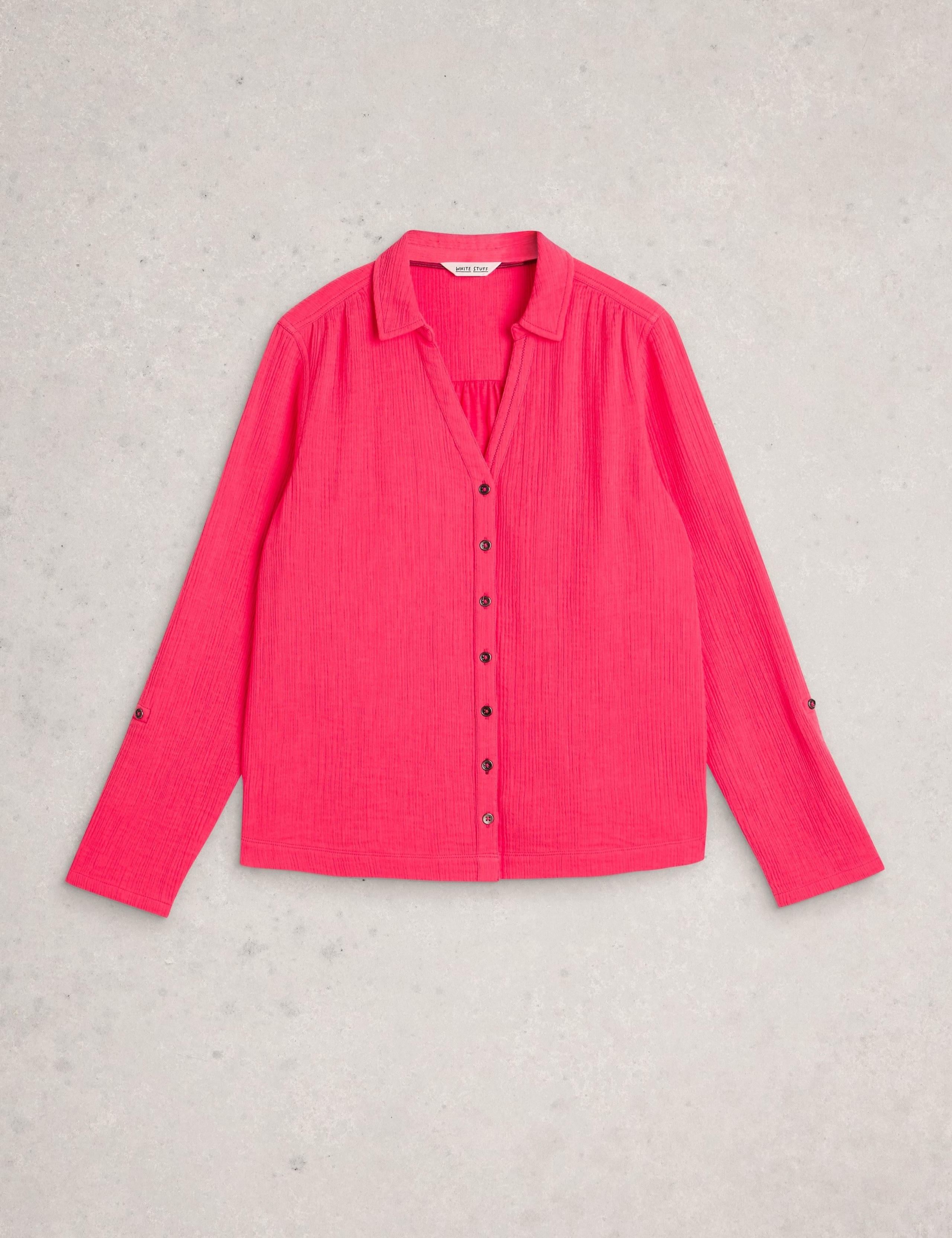 Pure Cotton Textured Collared Notch Neck Shirt 2 of 6