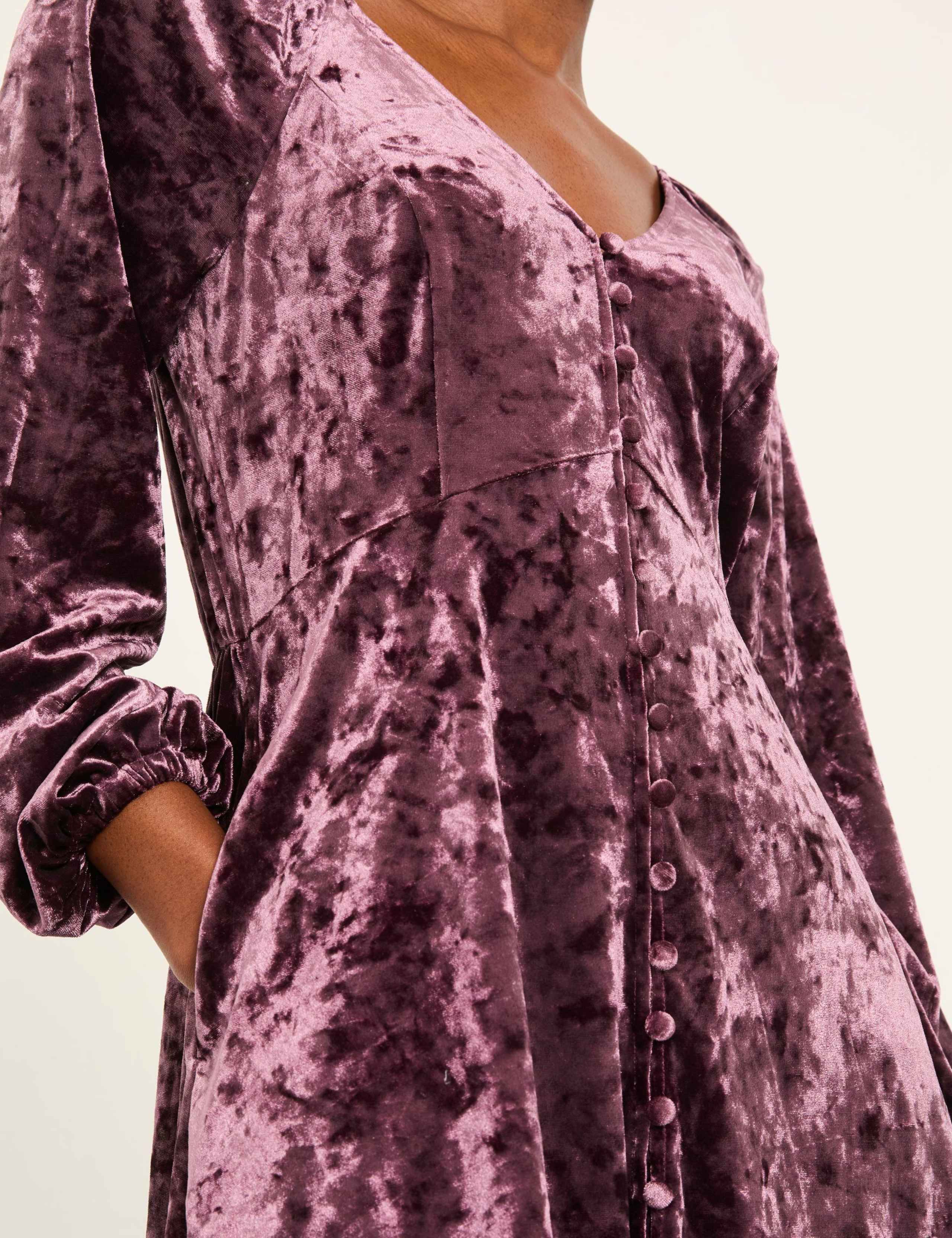 Velvet Textured V-Neck Mini Skater Dress 5 of 5