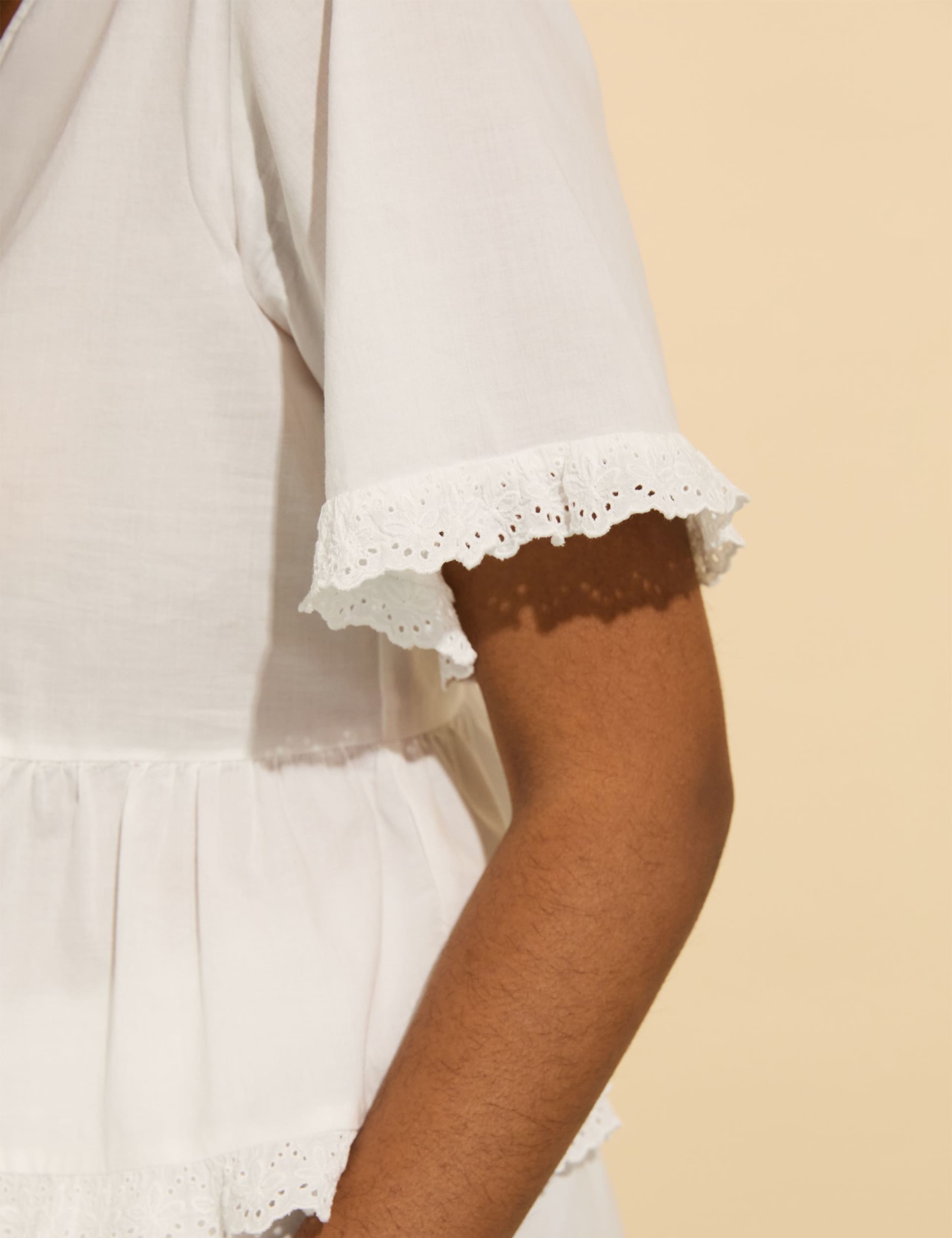 Pure Cotton Broderie Detail Pyjama Top 2 of 3