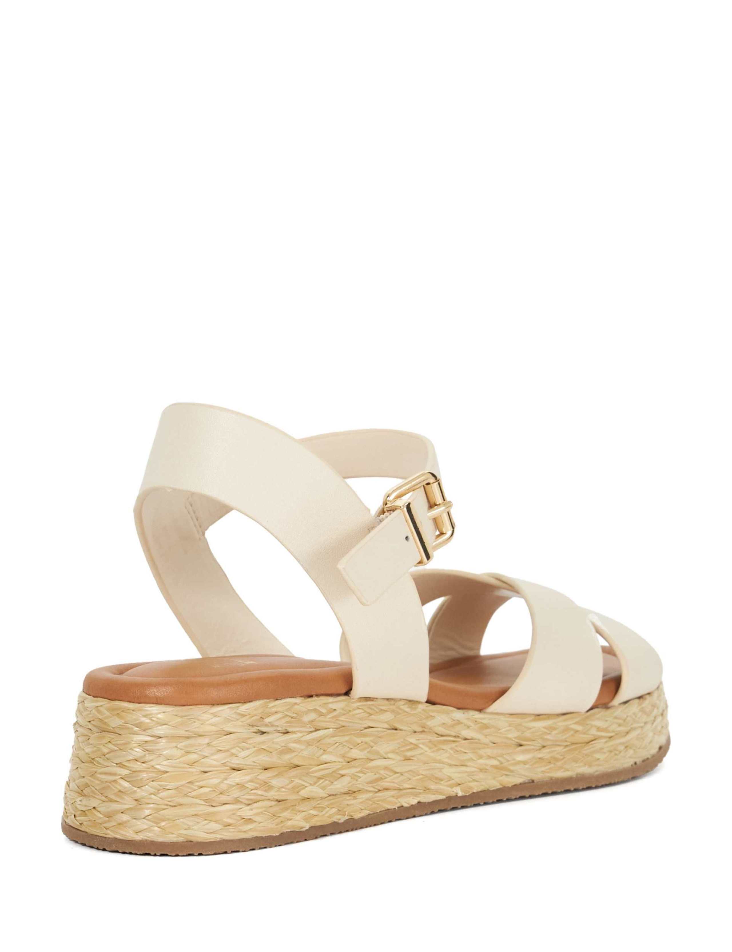Leather Raffia Flatform Sandals 4 of 6