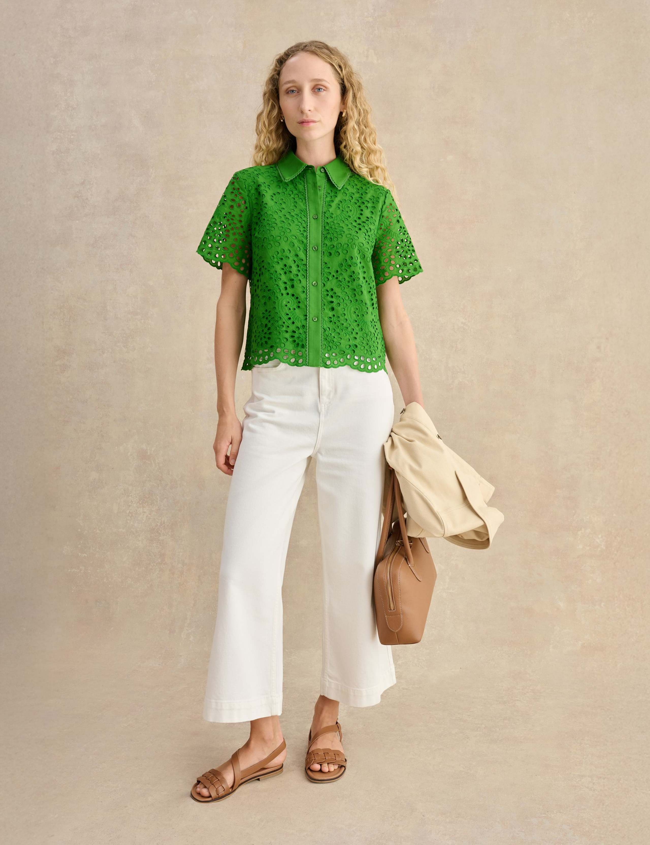 Pure Cotton Broderie Collared Shirt 3 of 5