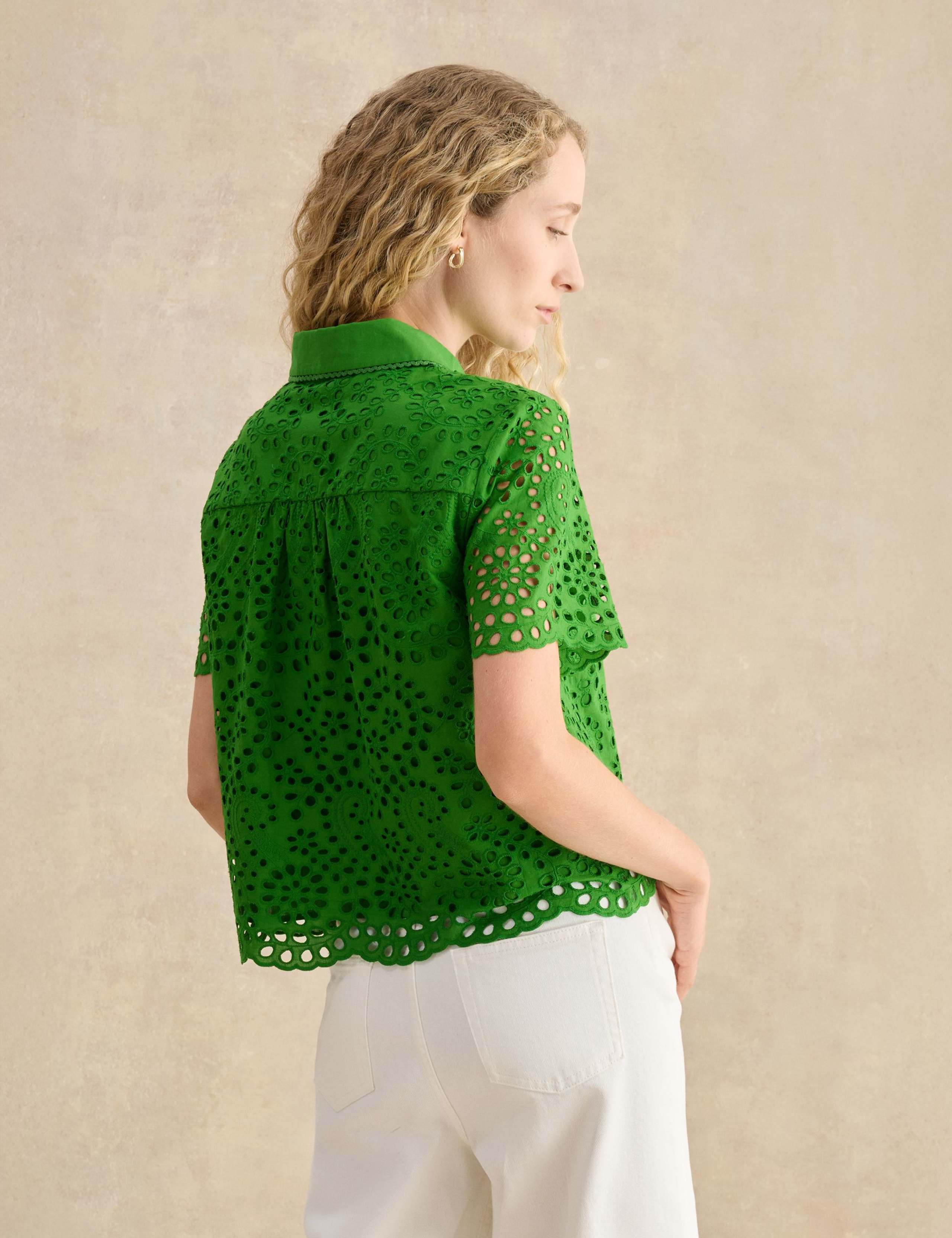 Pure Cotton Broderie Collared Shirt 4 of 5