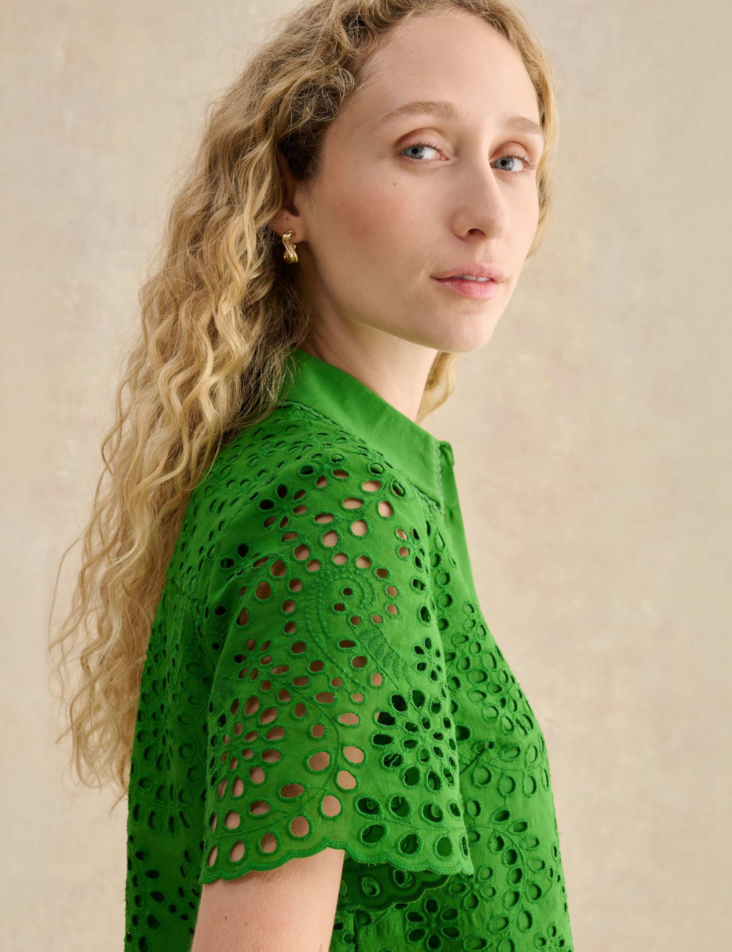 Pure Cotton Broderie Collared Shirt 5 of 5