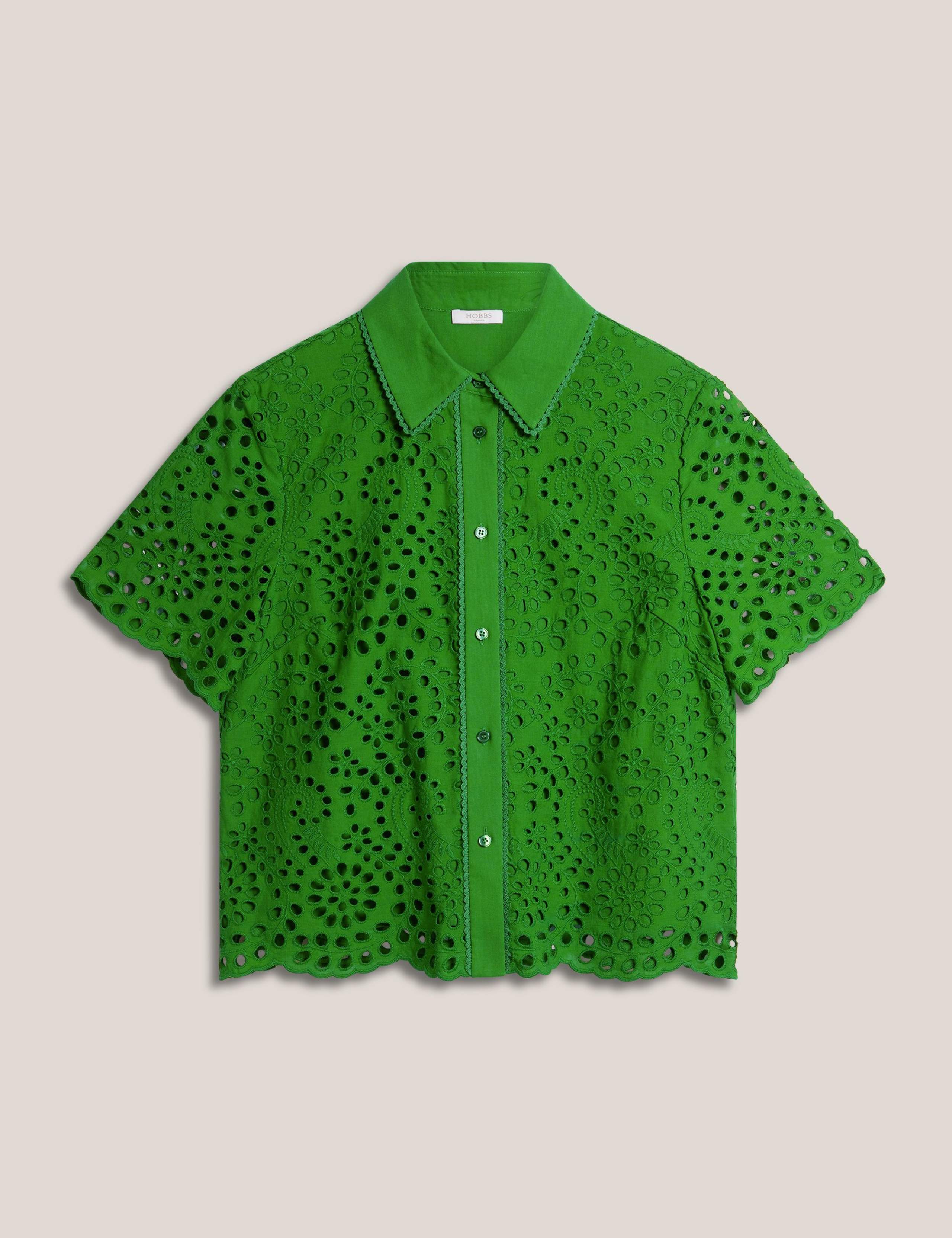 Pure Cotton Broderie Collared Shirt 2 of 5