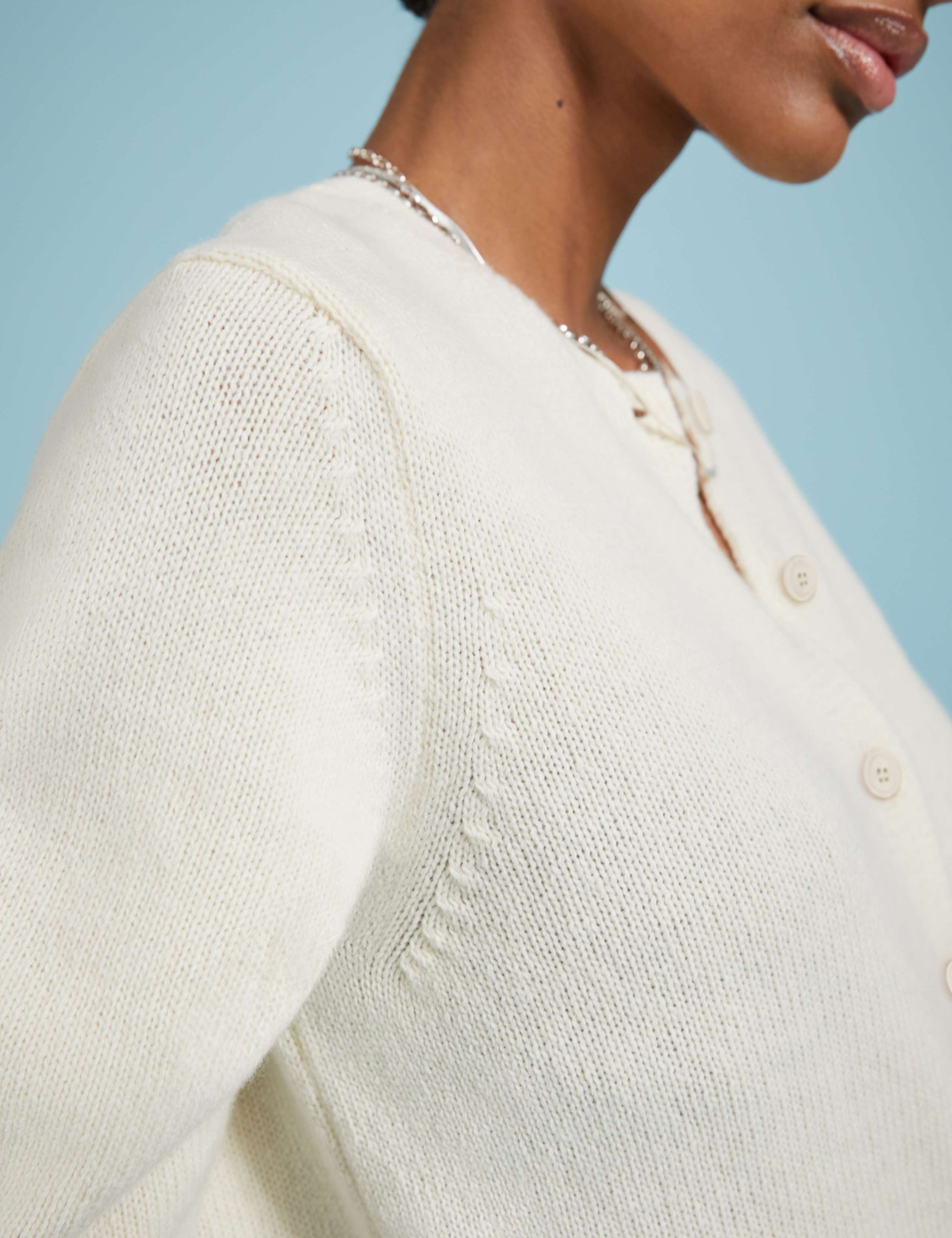 Merino Wool Blend Textured Cardigan 3 of 5