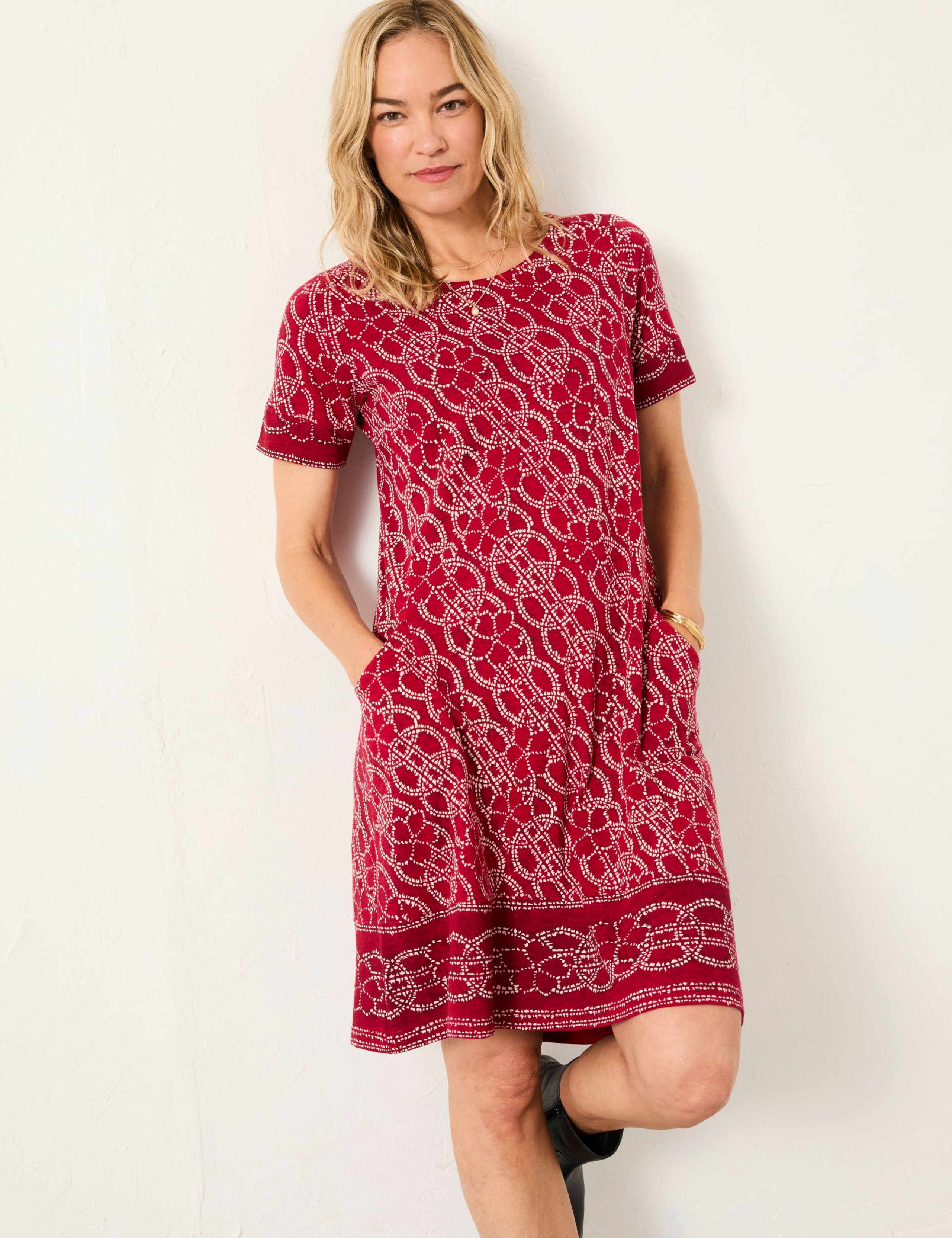 Cotton Rich Printed Mini Shift Dress 1 of 5