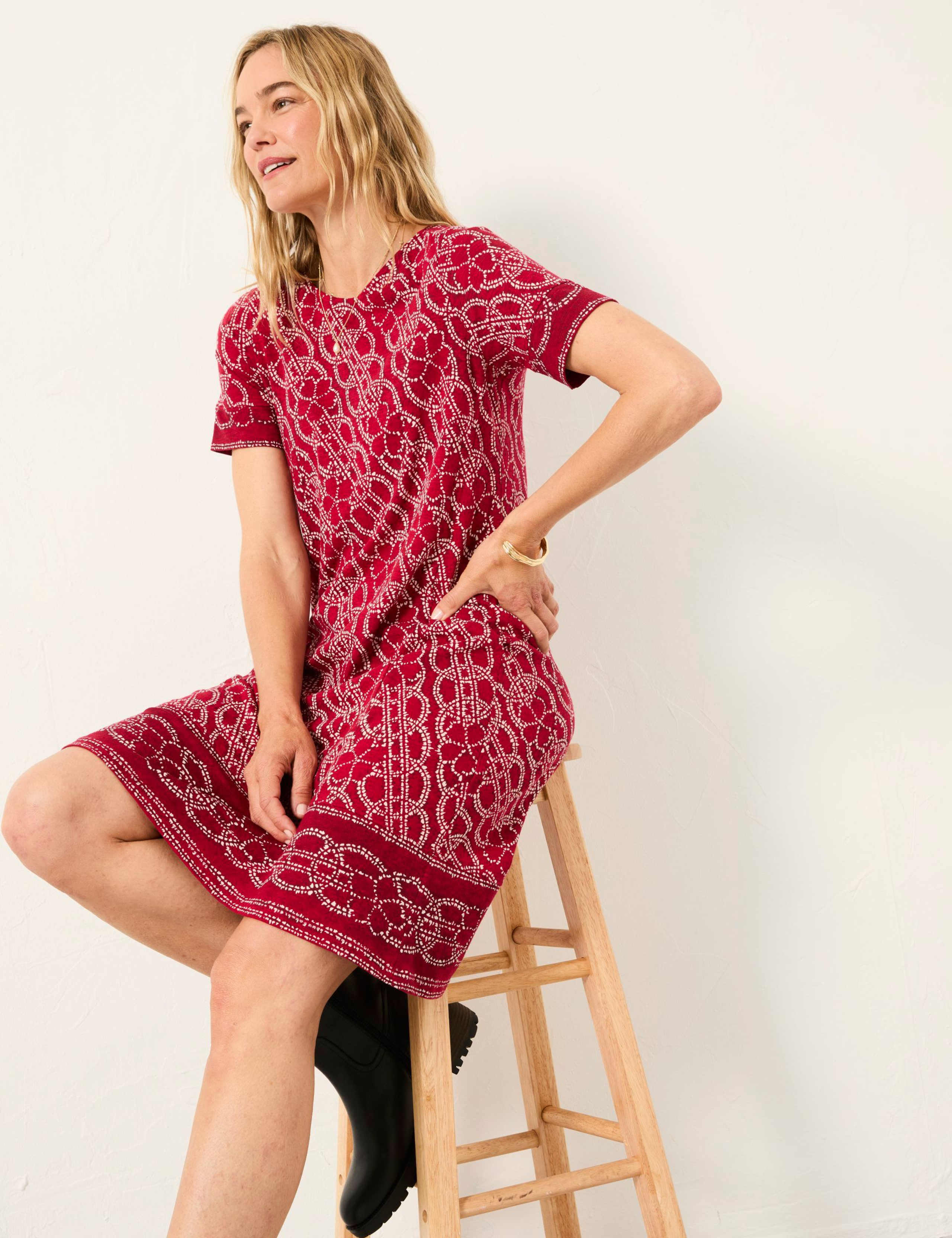 Cotton Rich Printed Mini Shift Dress 3 of 5