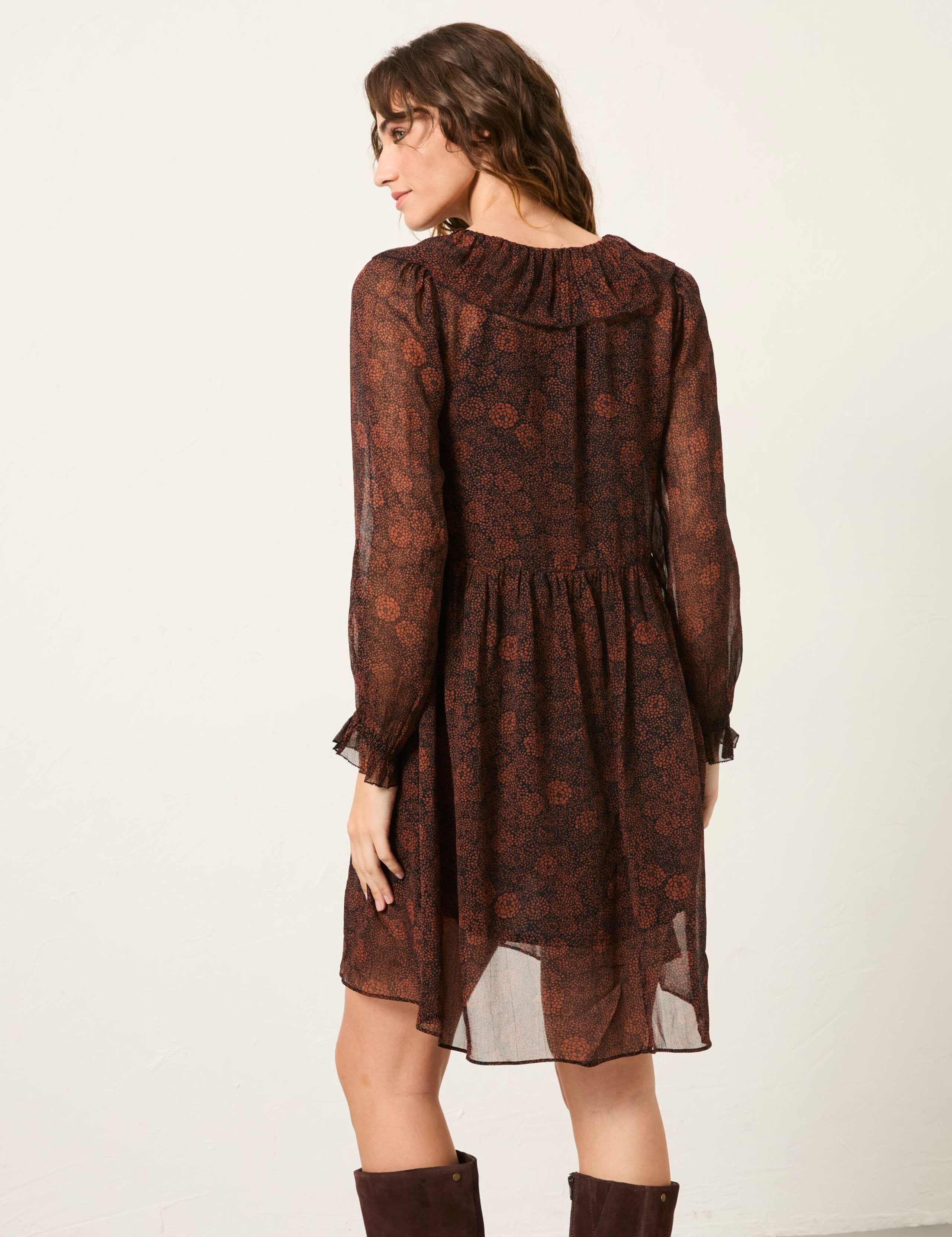 Floral Tie Neck Mini Smock Dress 5 of 5