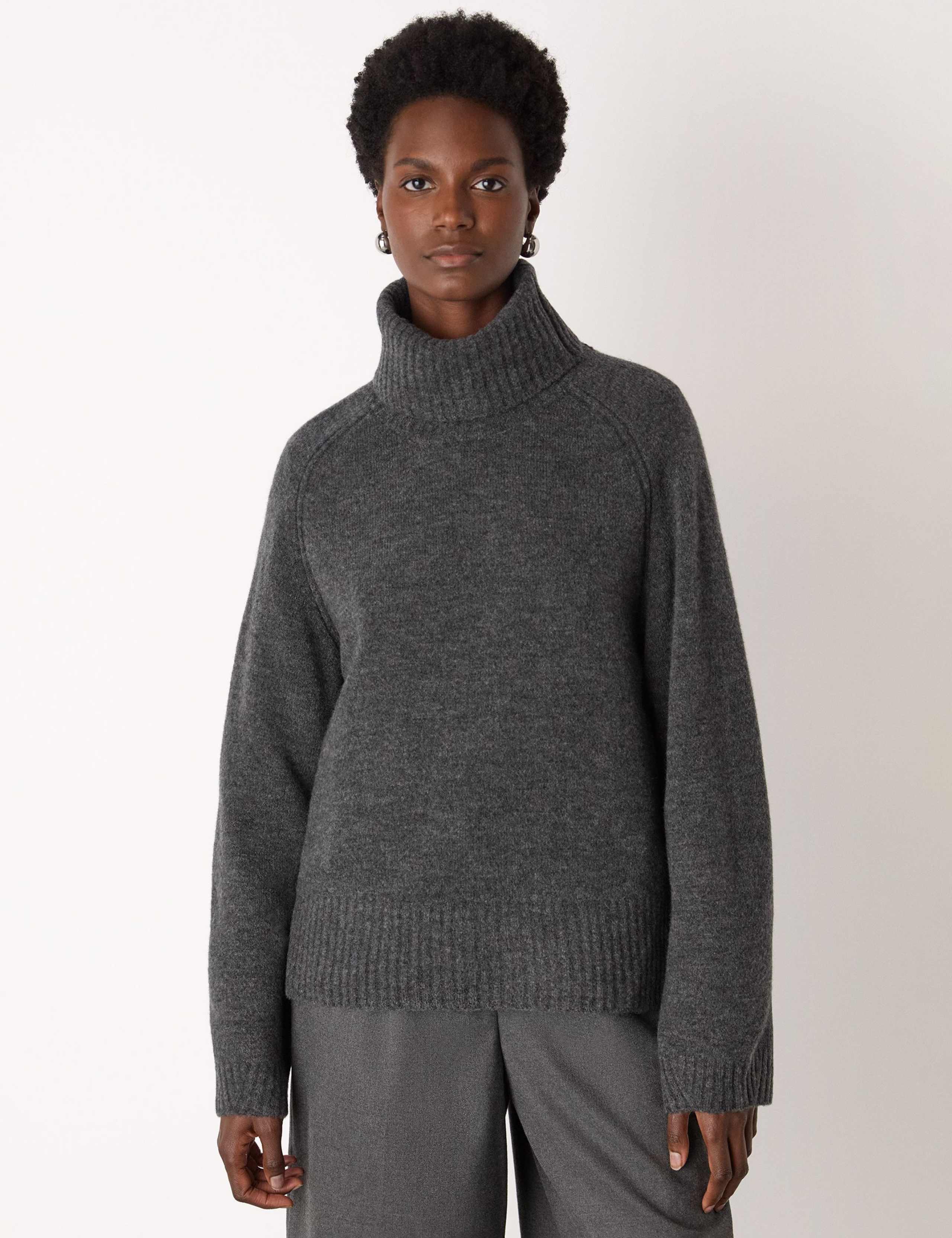 Wool Blend Textured Roll Neck Jumper 1 of 4