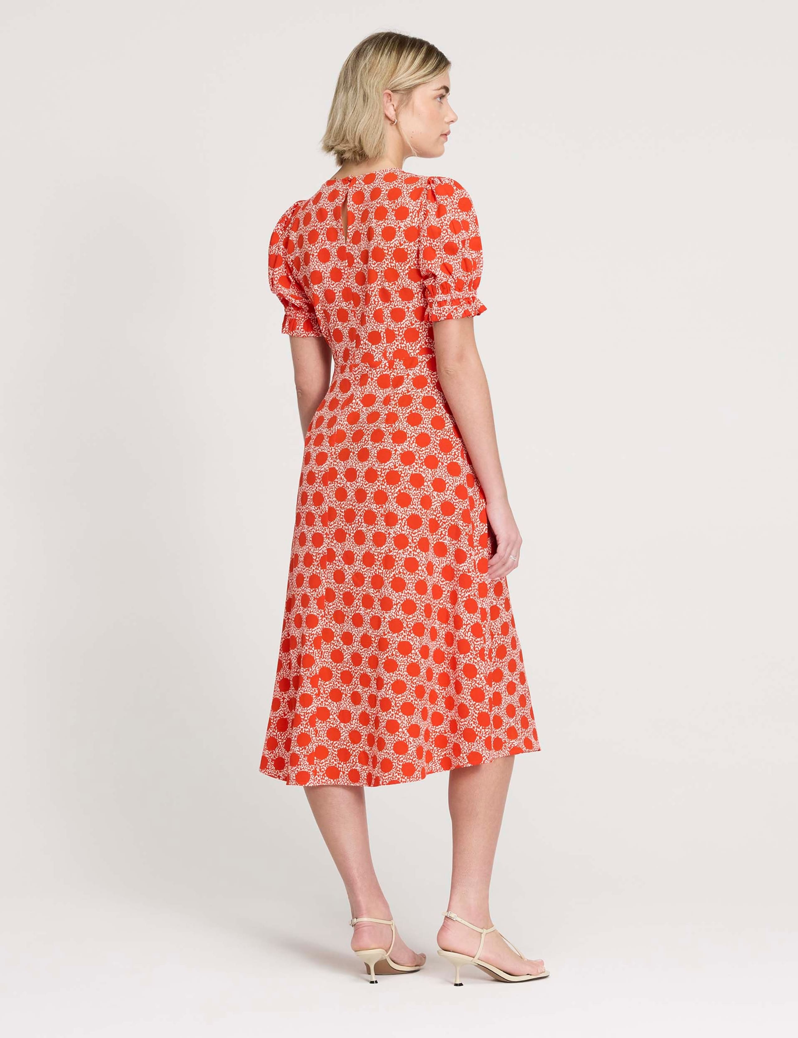Spot Print Midi Waisted Tea Dress 4 of 7