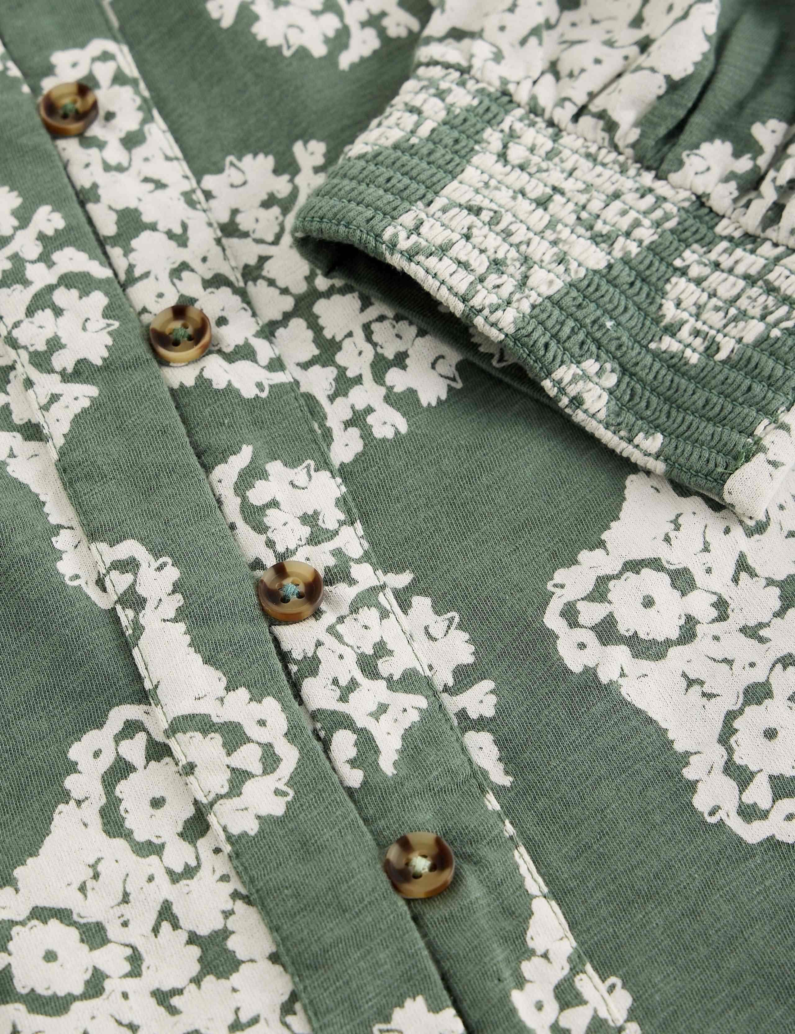 Pure Cotton Printed Collared Notch Neck Blouse 6 of 6