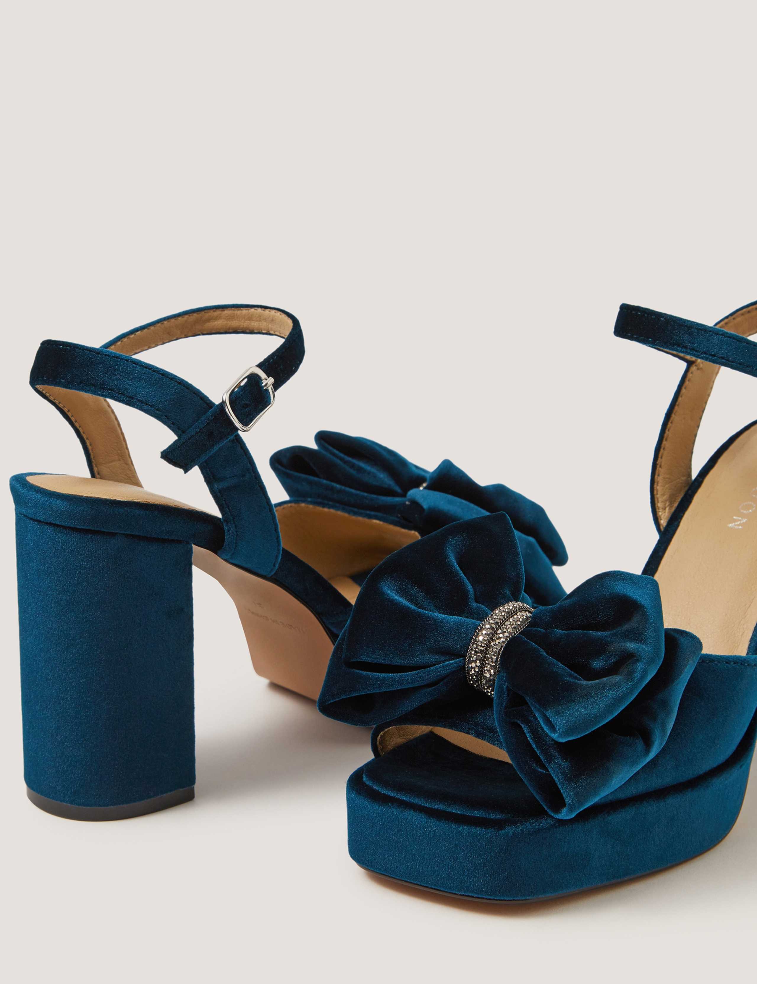 Velvet Bow Ankle Strap Platform Sandals 3 of 3