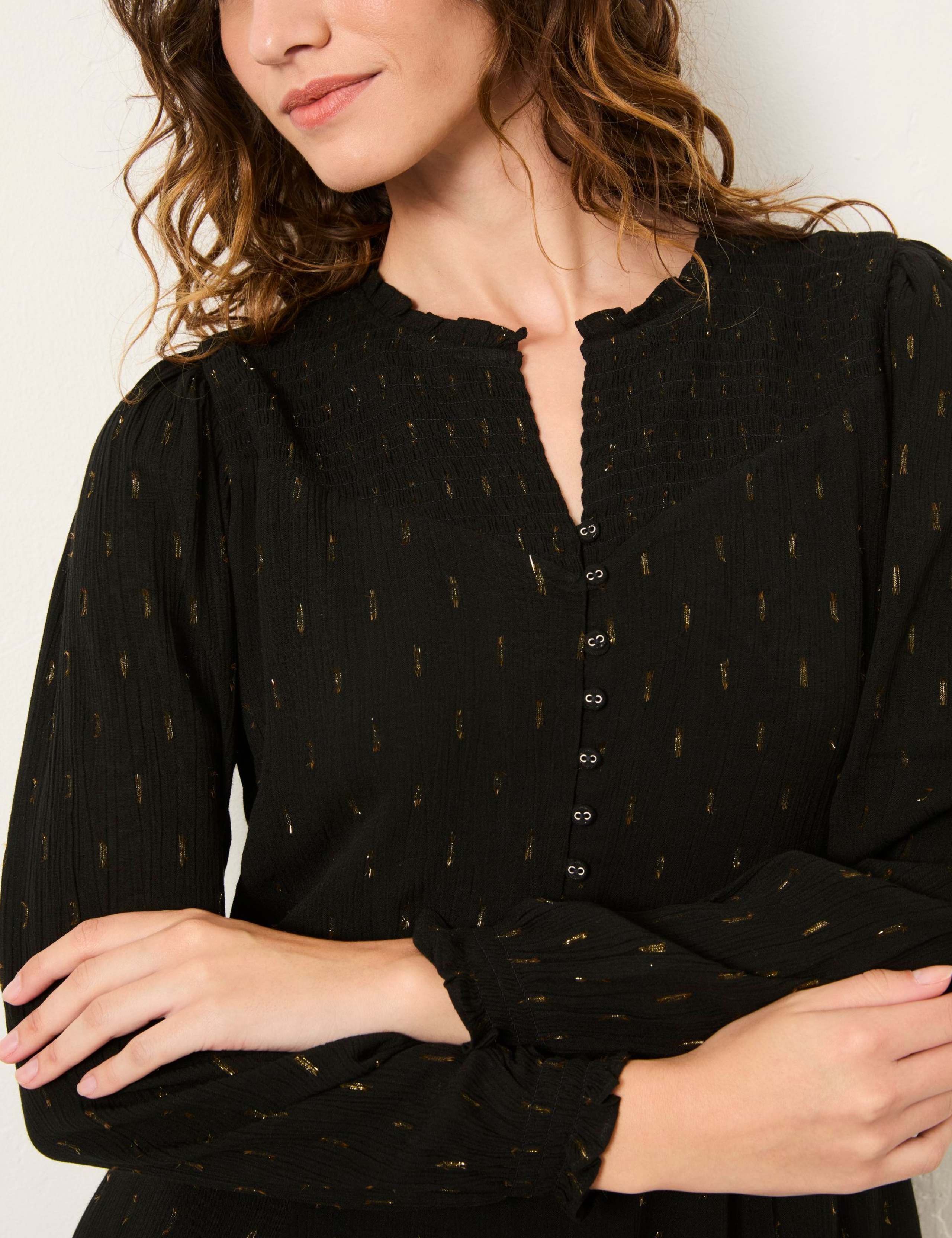 Embellished Metallic V-Neck Mini Shift Dress 4 of 5