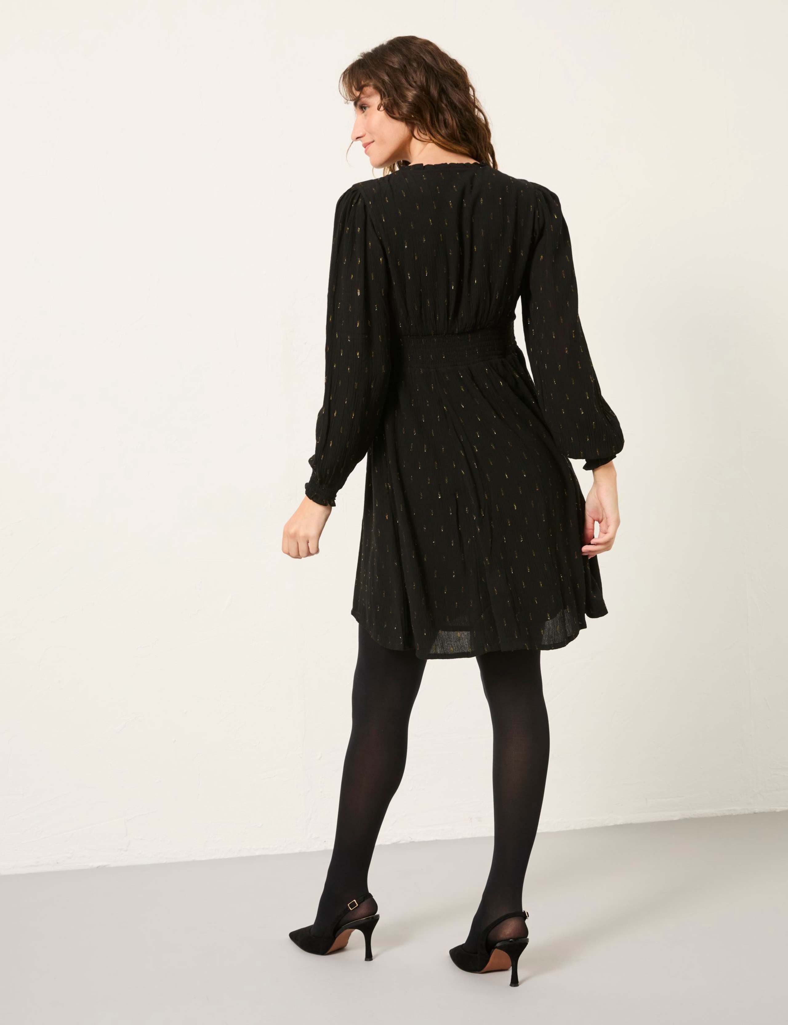 Embellished Metallic V-Neck Mini Shift Dress 5 of 5