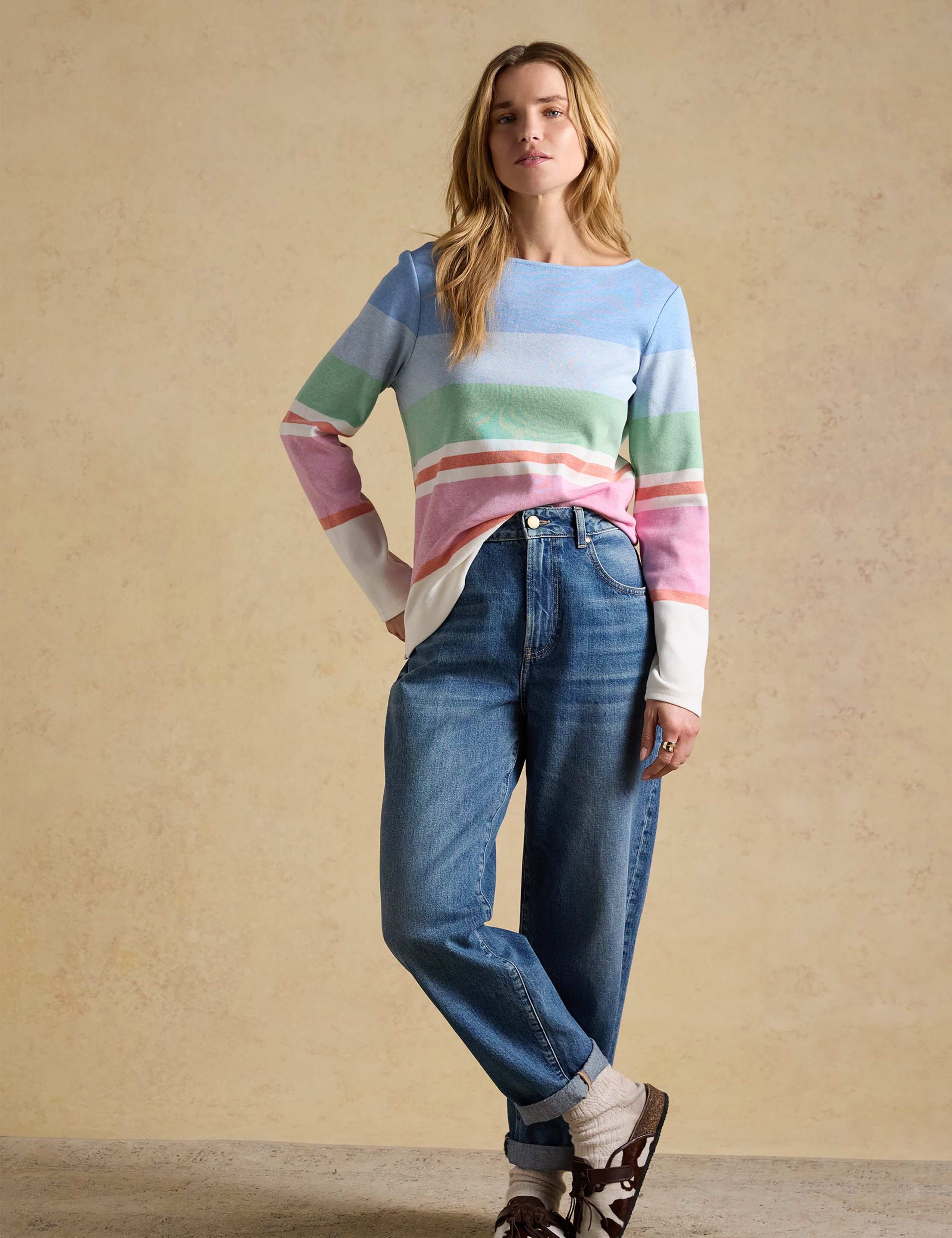 Pure Cotton Striped Slash Neck Top 3 of 8