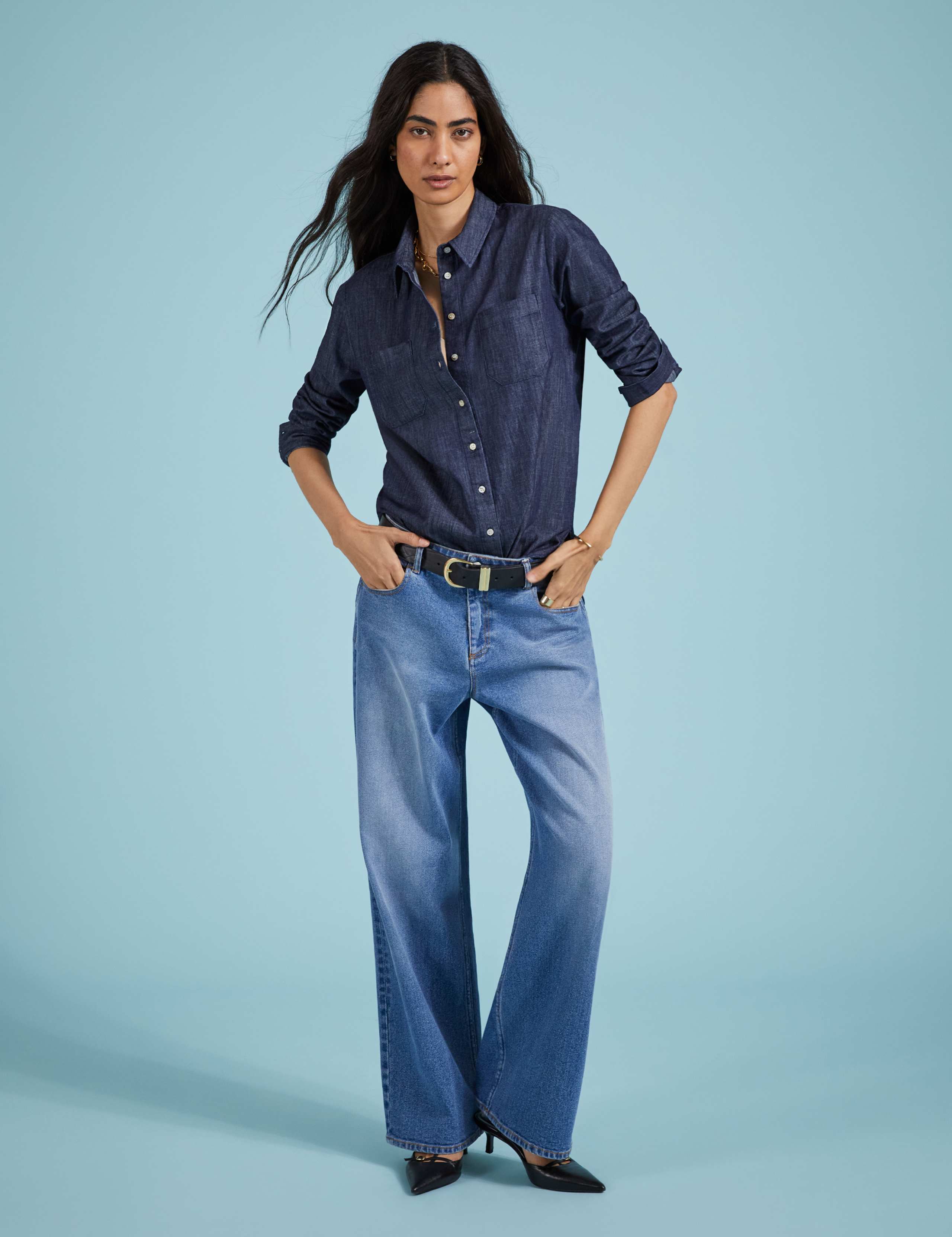Denim Collared Button Through Shirt 6 of 6