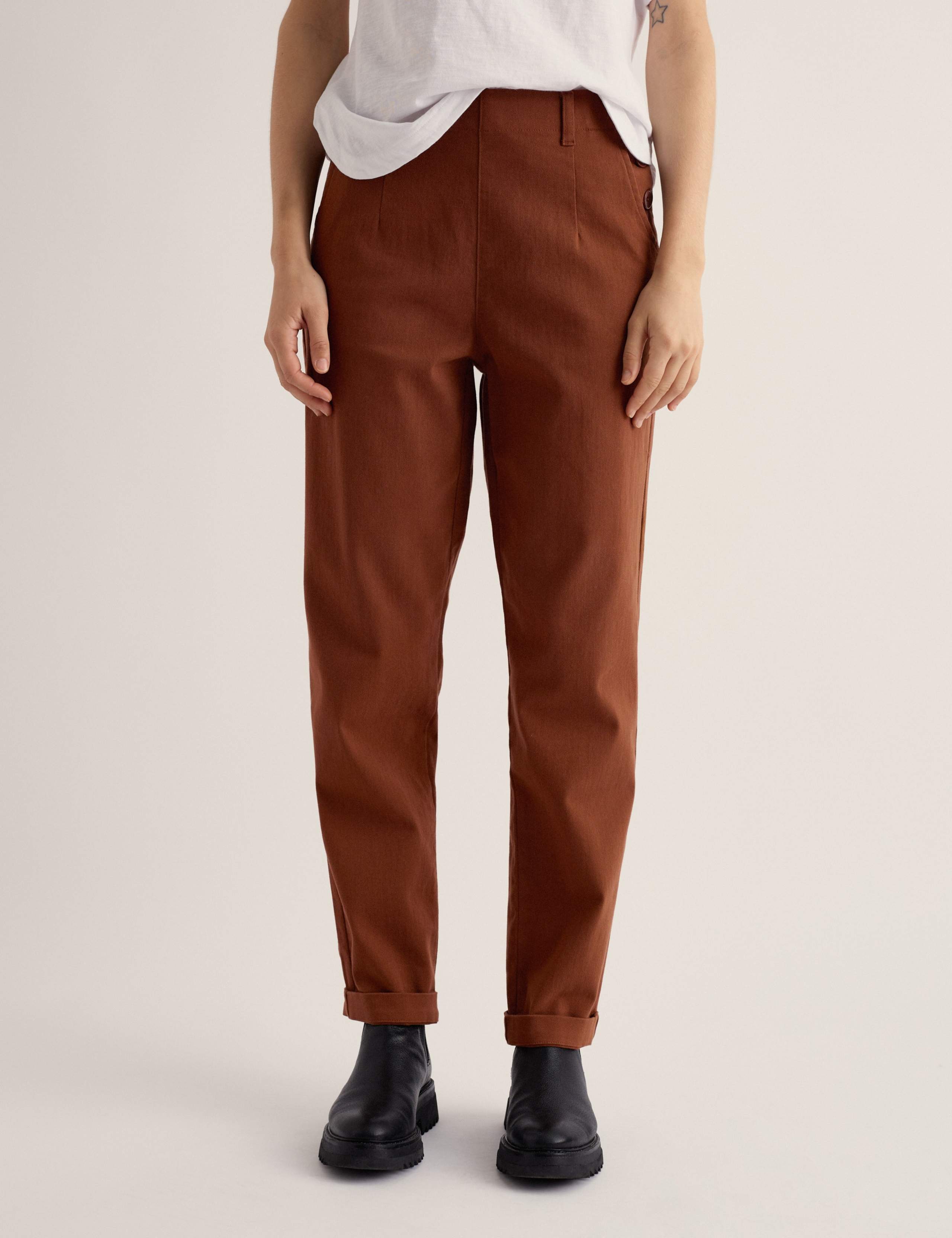 Cotton Rich Tapered Ankle Grazer Trousers 3 of 5
