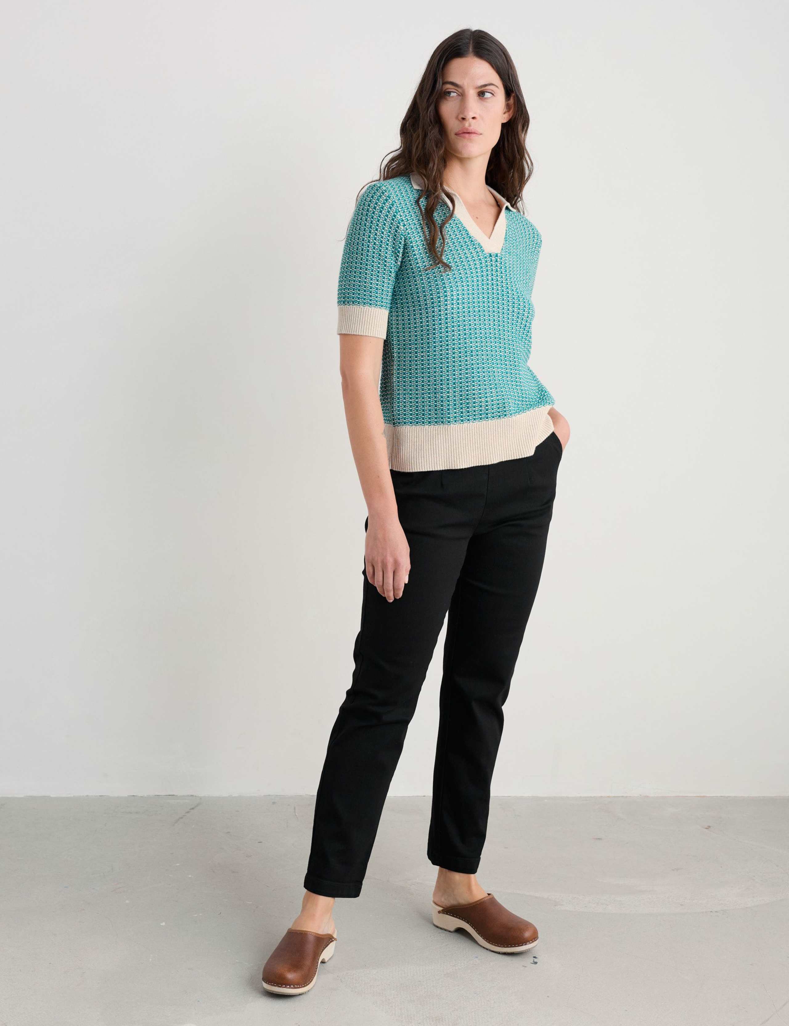 Cotton Rich Tapered Ankle Grazer Trousers 1 of 5