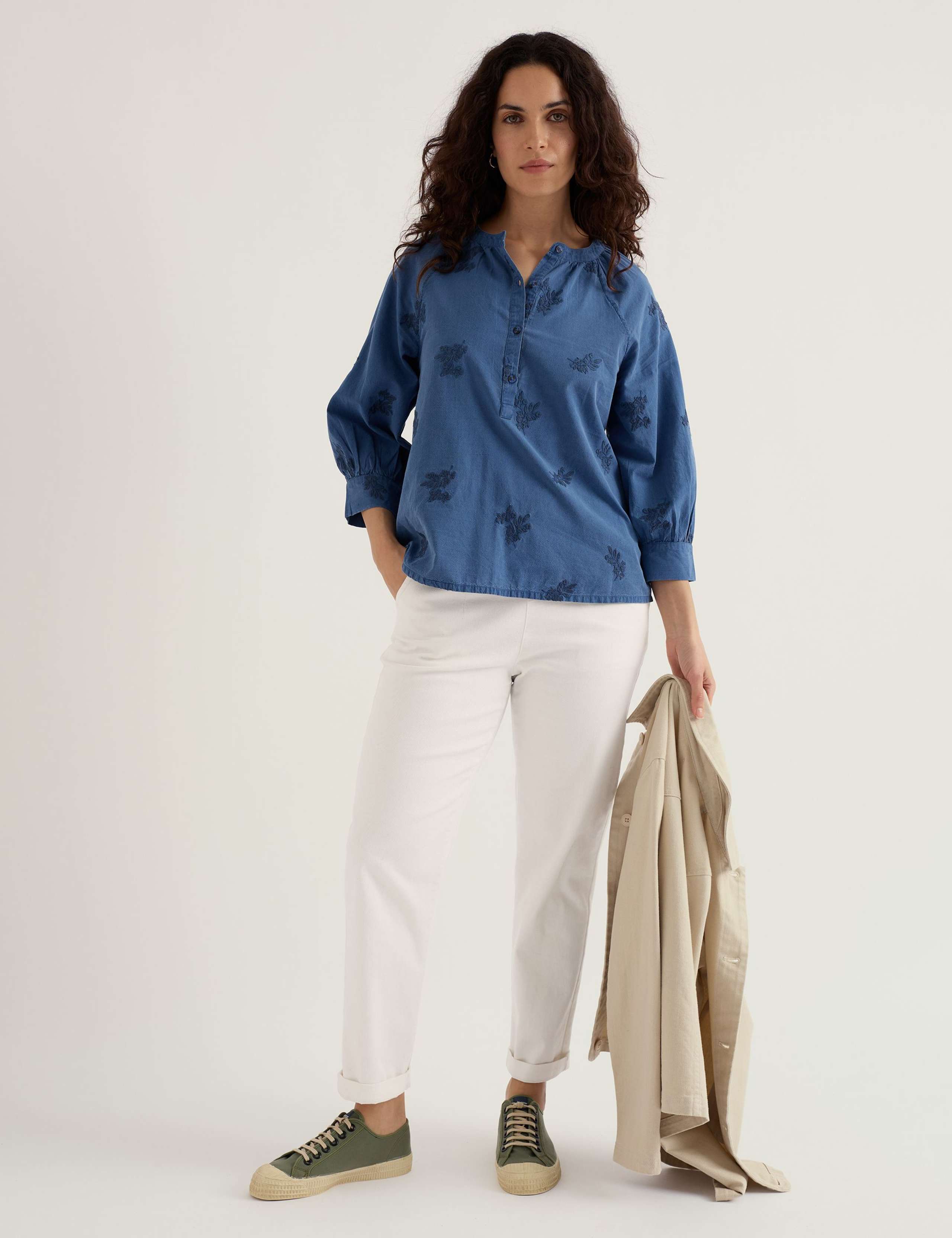 Cotton Rich Tapered Ankle Grazer Trousers 1 of 5