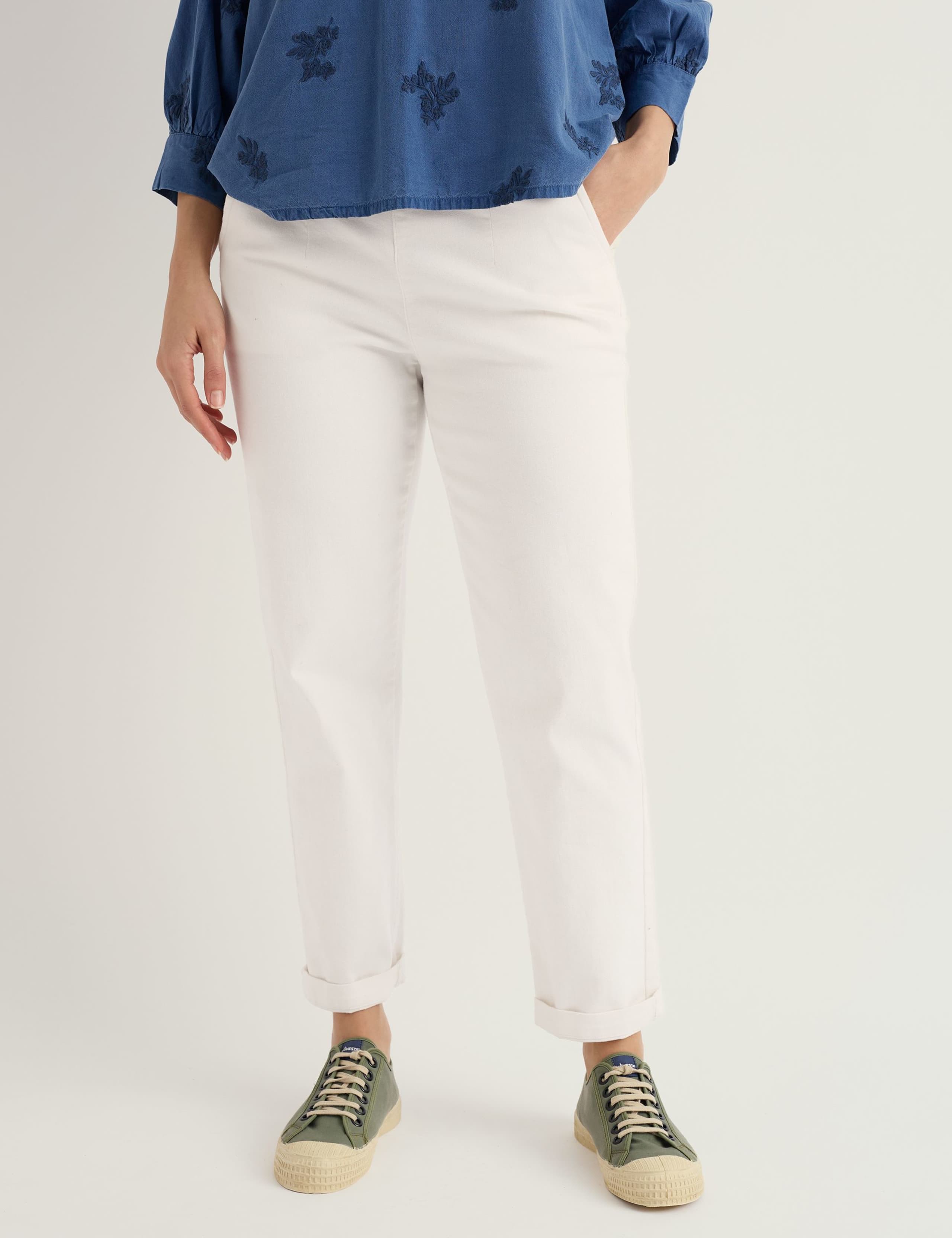 Cotton Rich Tapered Ankle Grazer Trousers 3 of 5