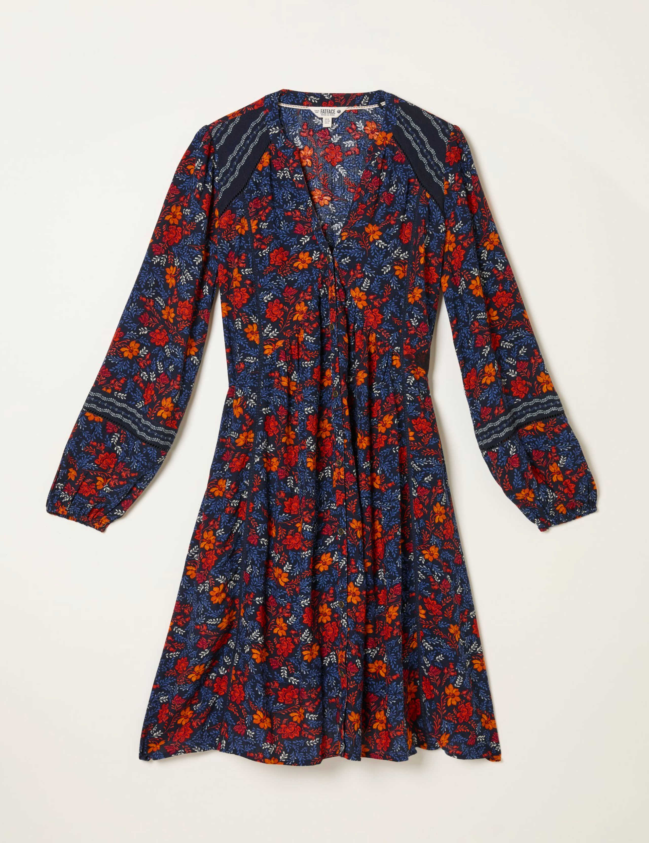 Floral Notch Neck Knee Length Waisted Dress 2 of 5