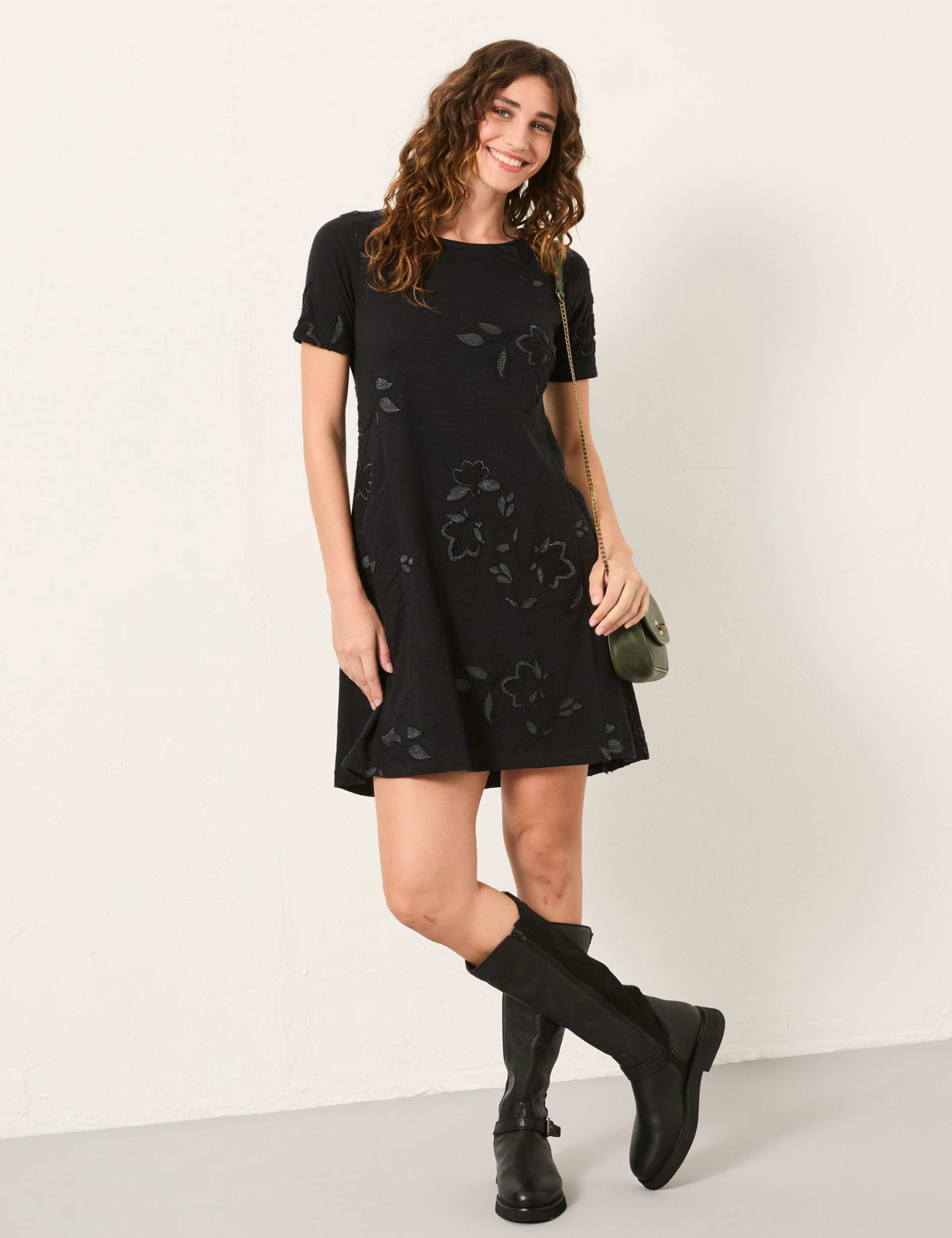 Pure Cotton Embroidered Mini Shift Dress 1 of 5