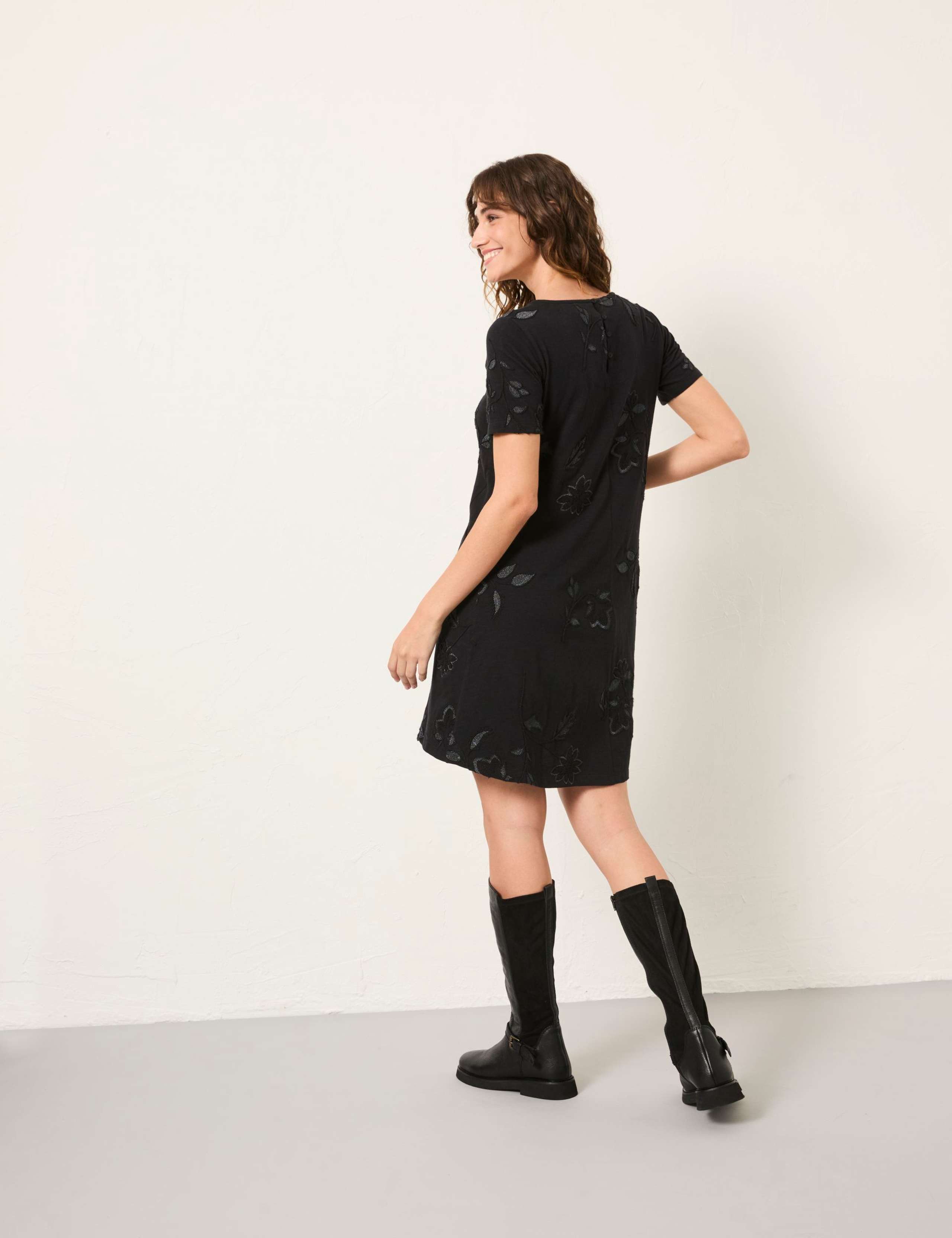 Pure Cotton Embroidered Mini Shift Dress 3 of 5