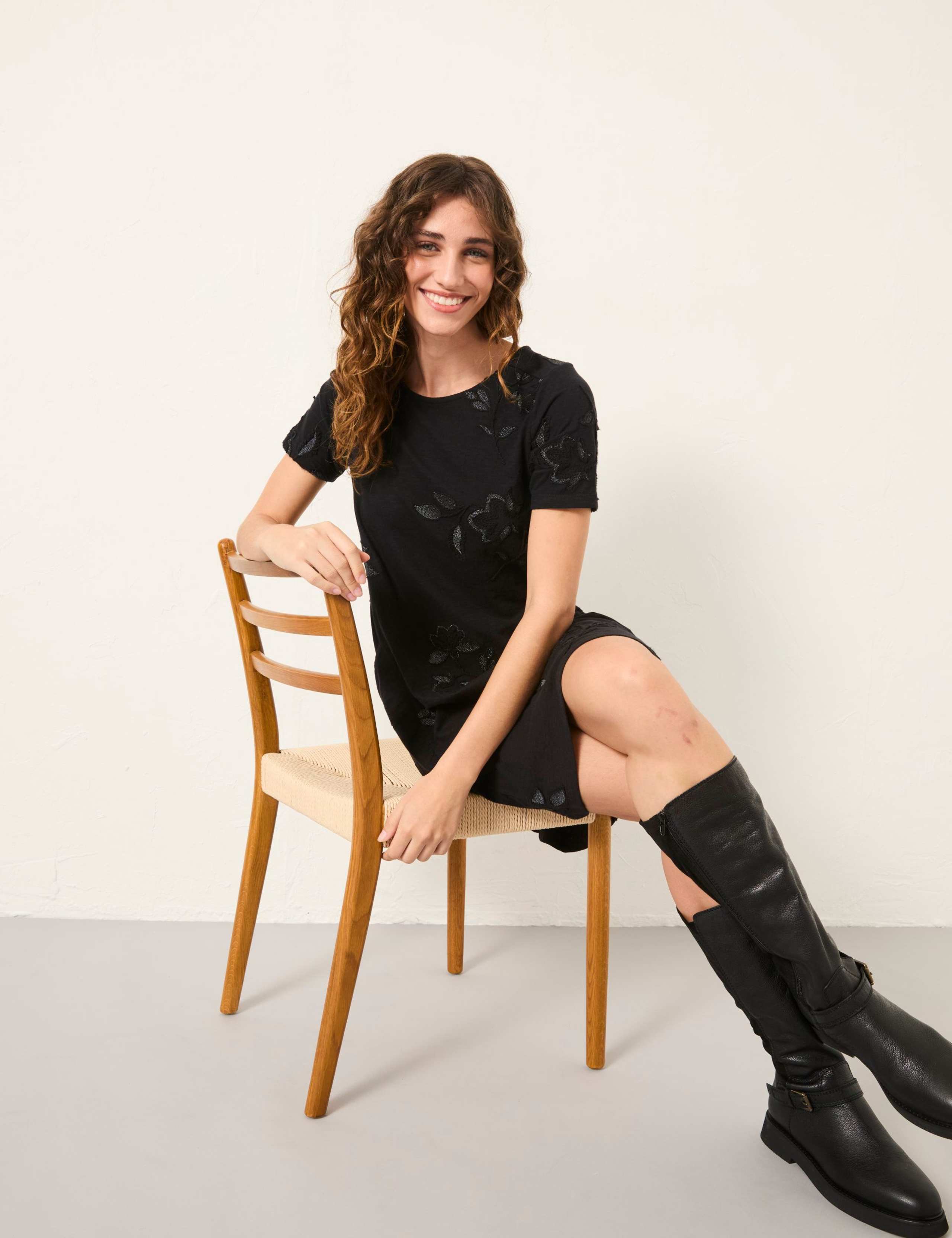 Pure Cotton Embroidered Mini Shift Dress 4 of 5