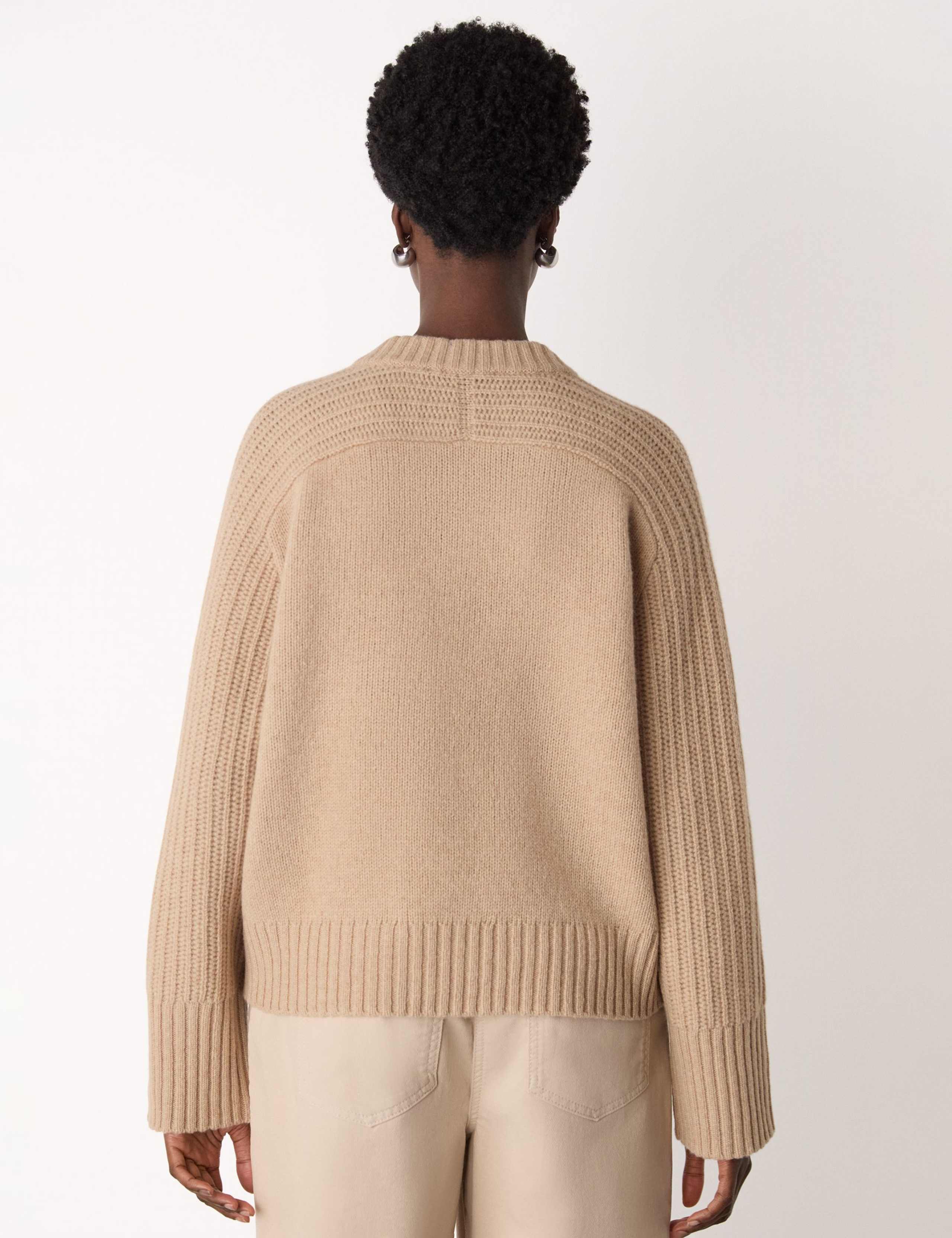Pure Wool Ribbed V-Neck Jumper 3 of 4