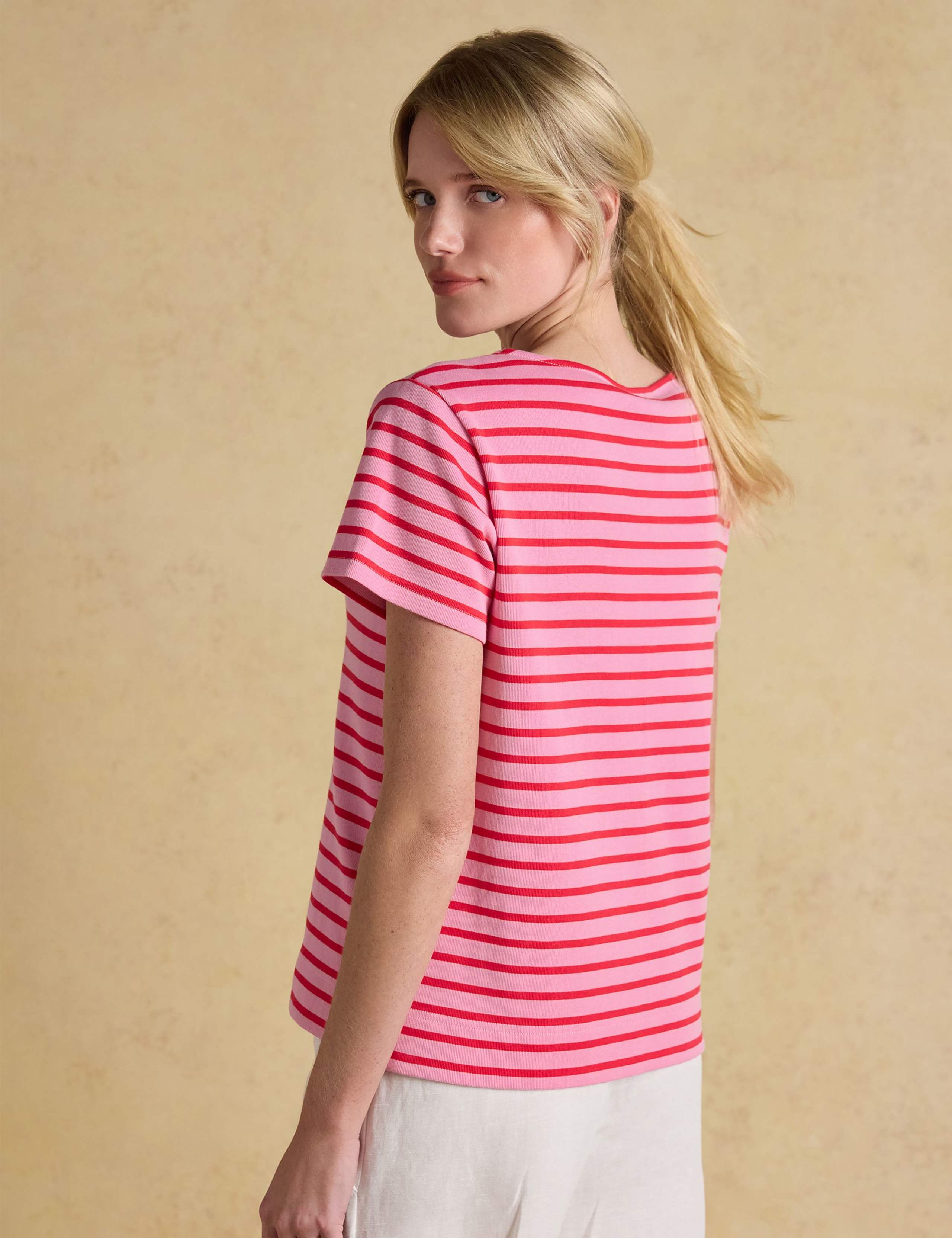 Pure Cotton Striped Slash Neck Top 4 of 6