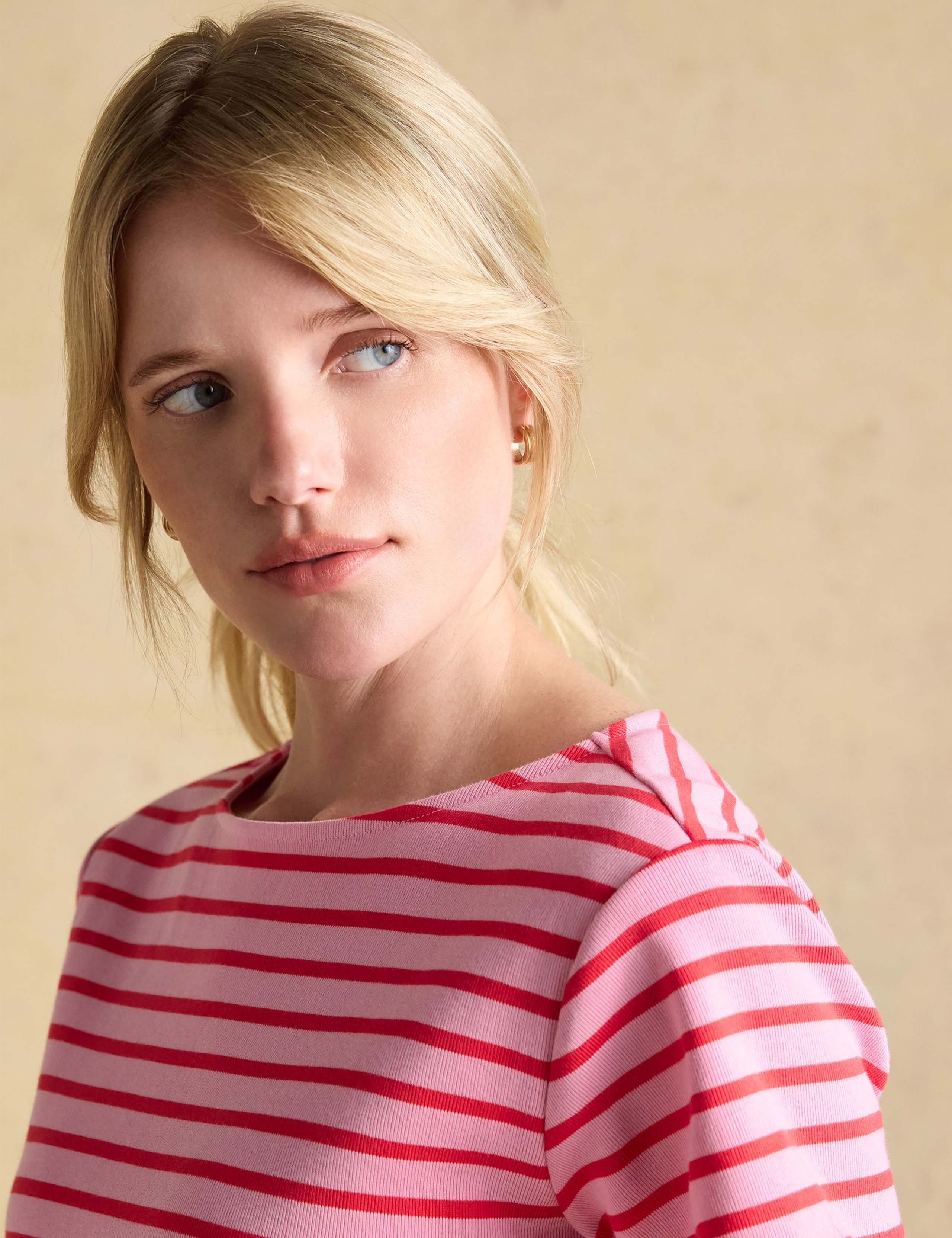 Pure Cotton Striped Slash Neck Top 5 of 6
