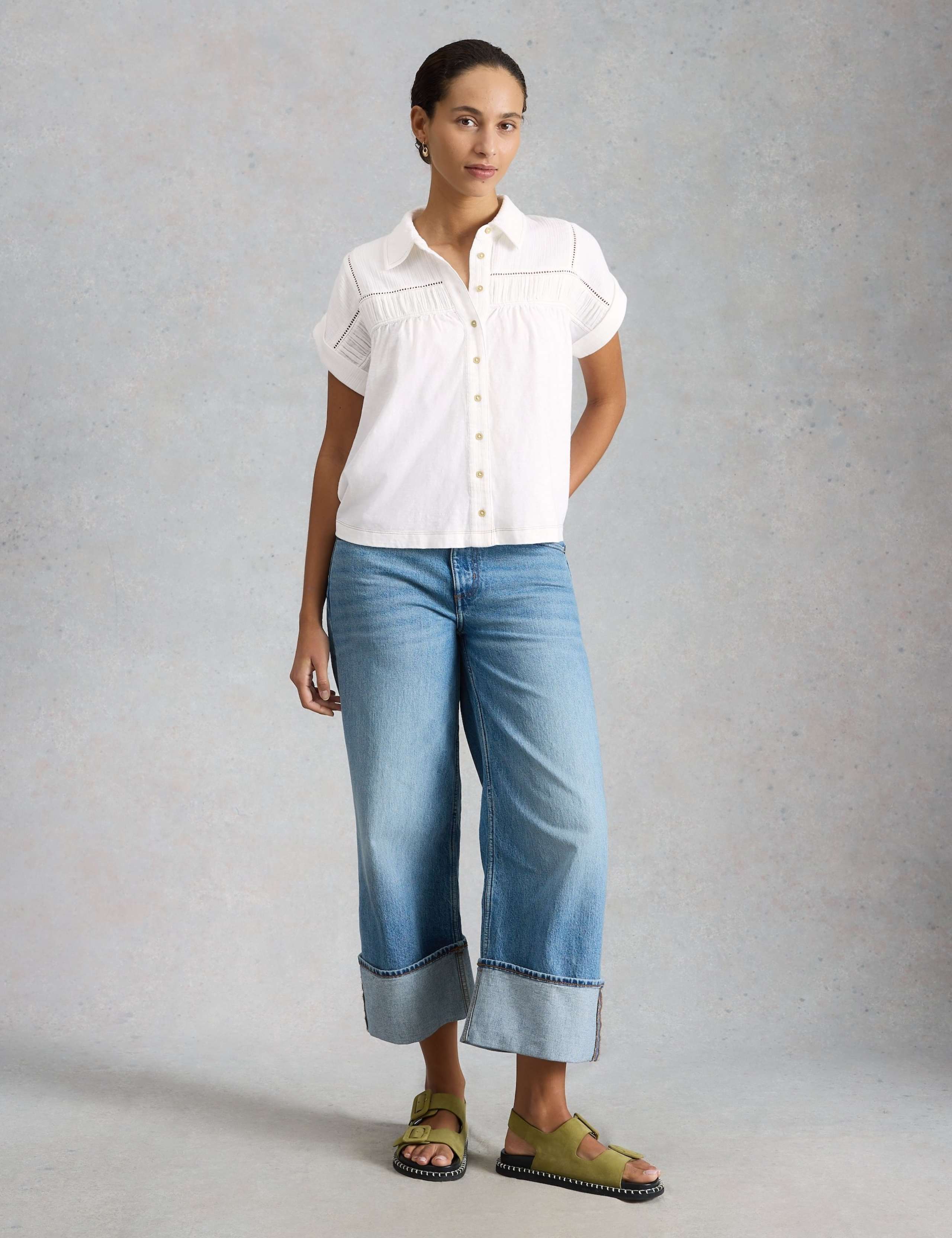 Pure Cotton Ladder Lace Collared Shirt 3 of 6