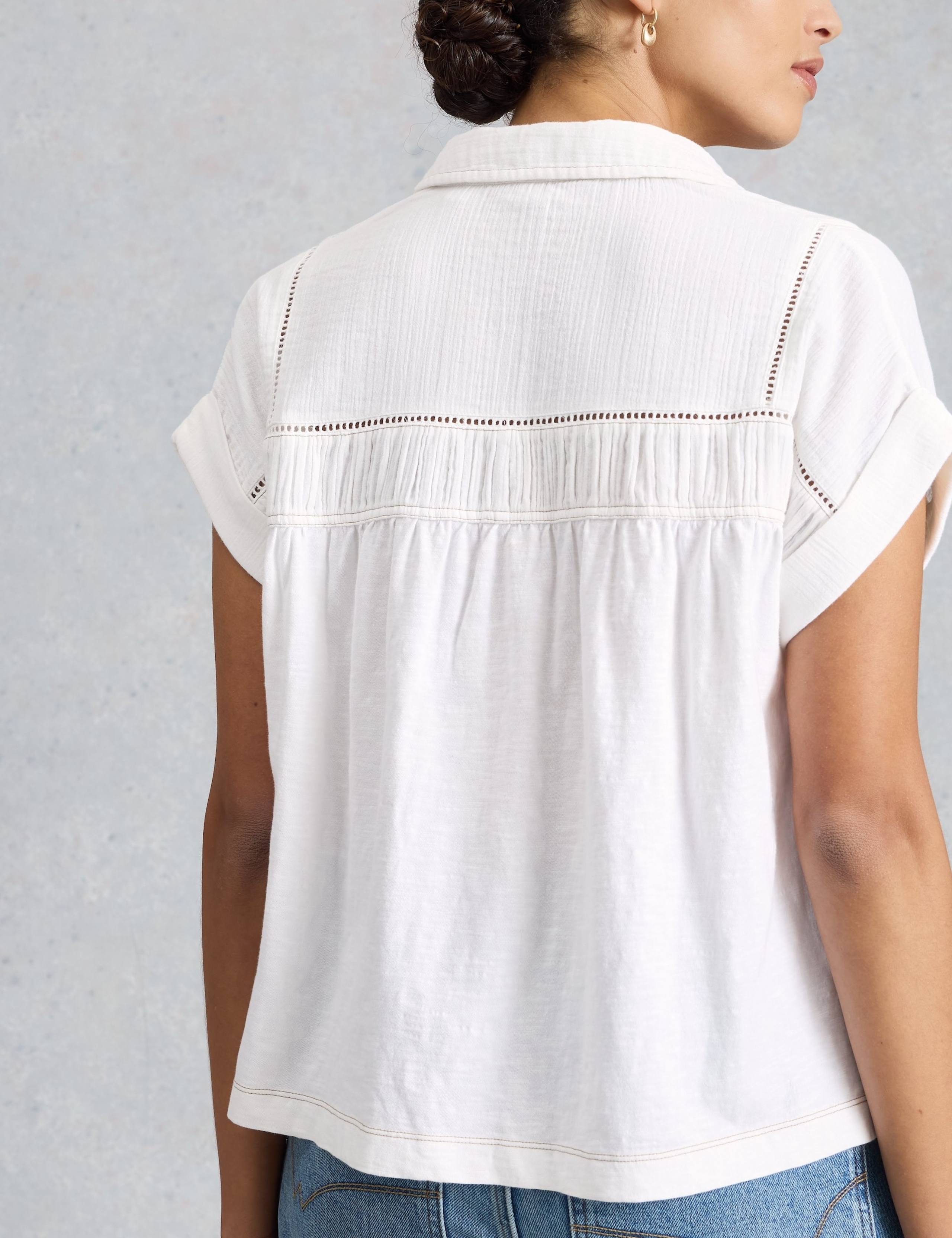 Pure Cotton Ladder Lace Collared Shirt 4 of 6