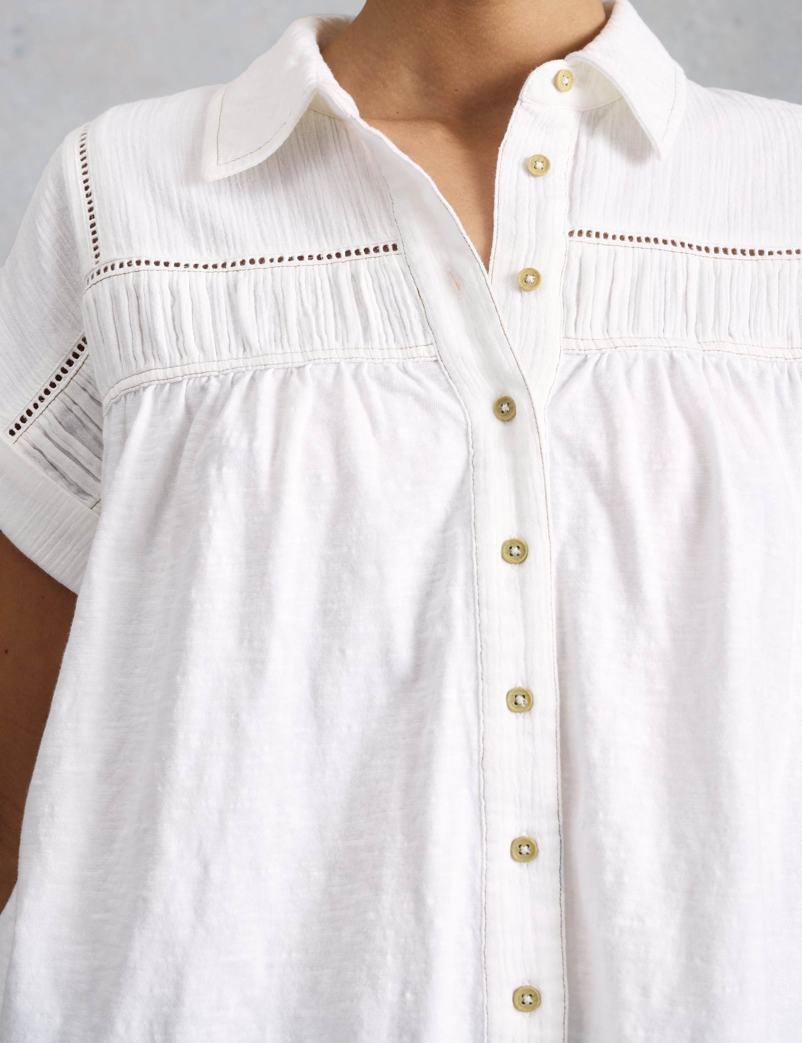 Pure Cotton Ladder Lace Collared Shirt 5 of 6