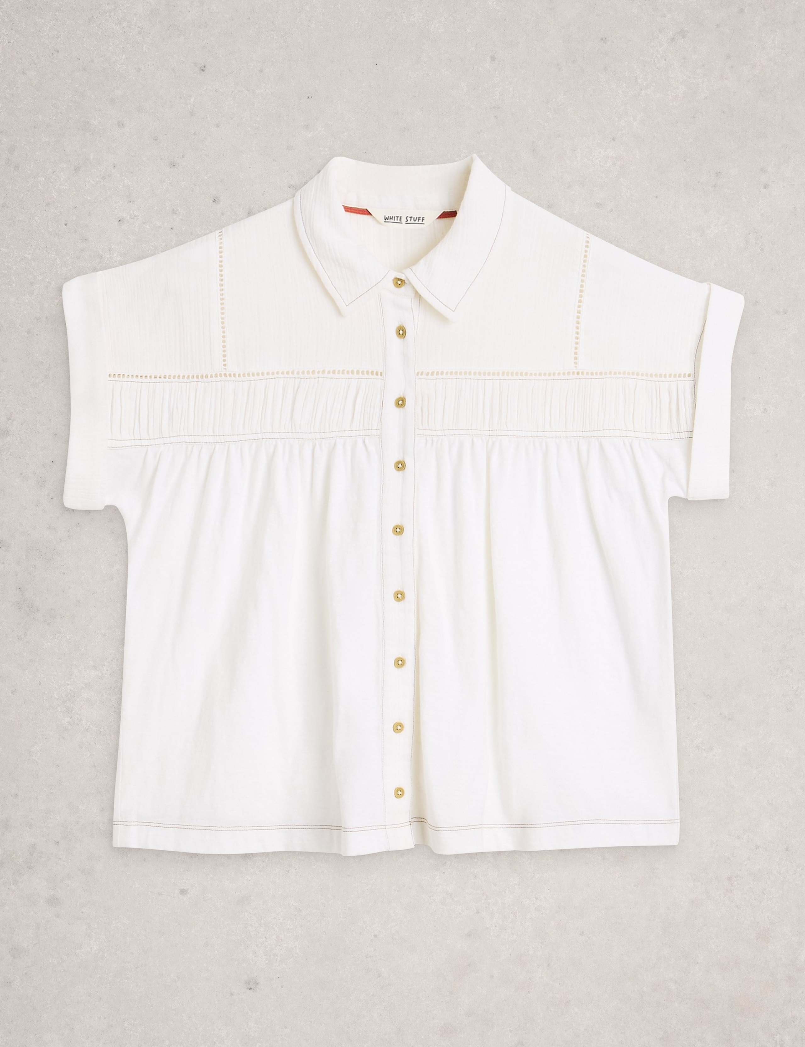 Pure Cotton Ladder Lace Collared Shirt 2 of 6