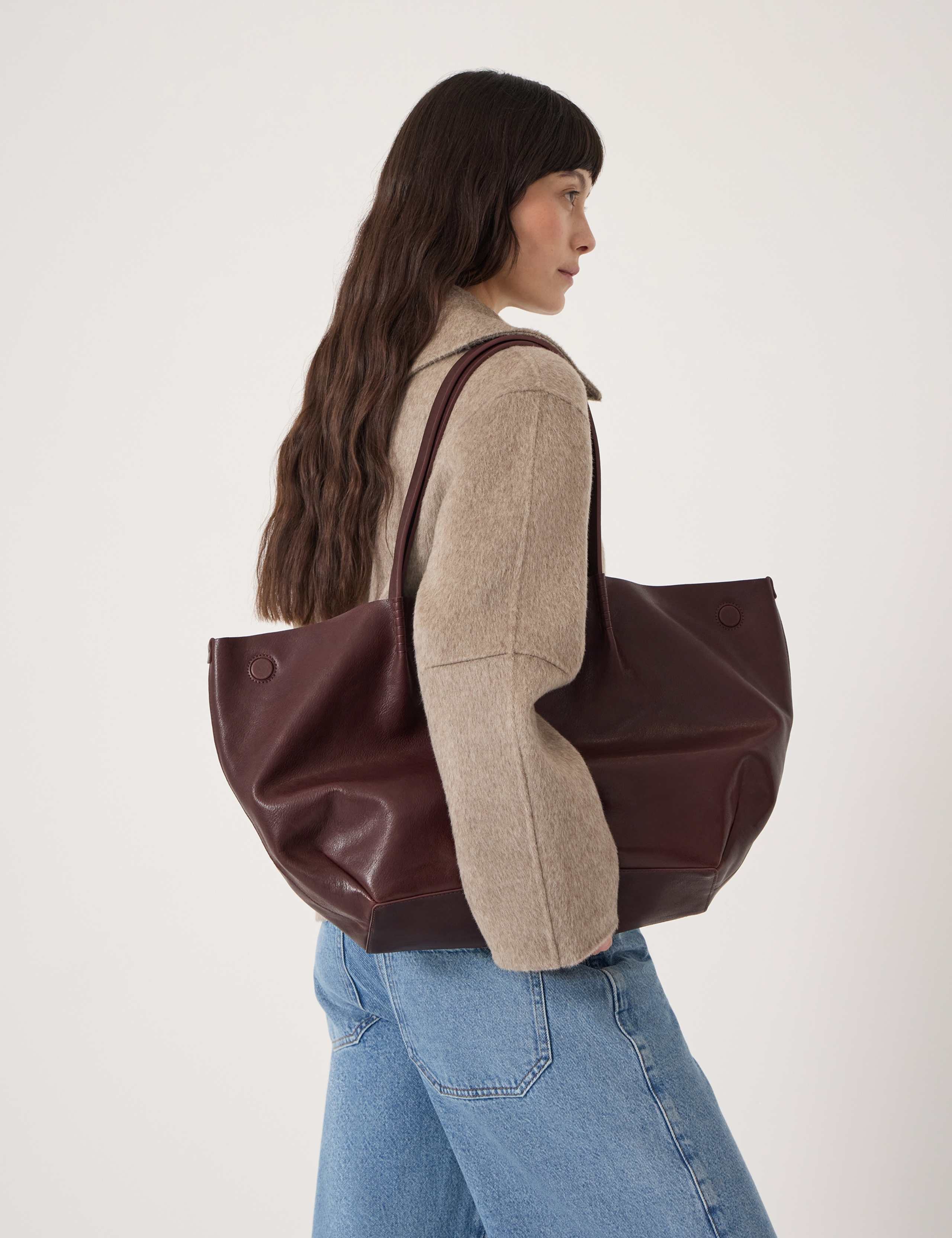Leather Large Slouchy Tote Bag 1 of 6