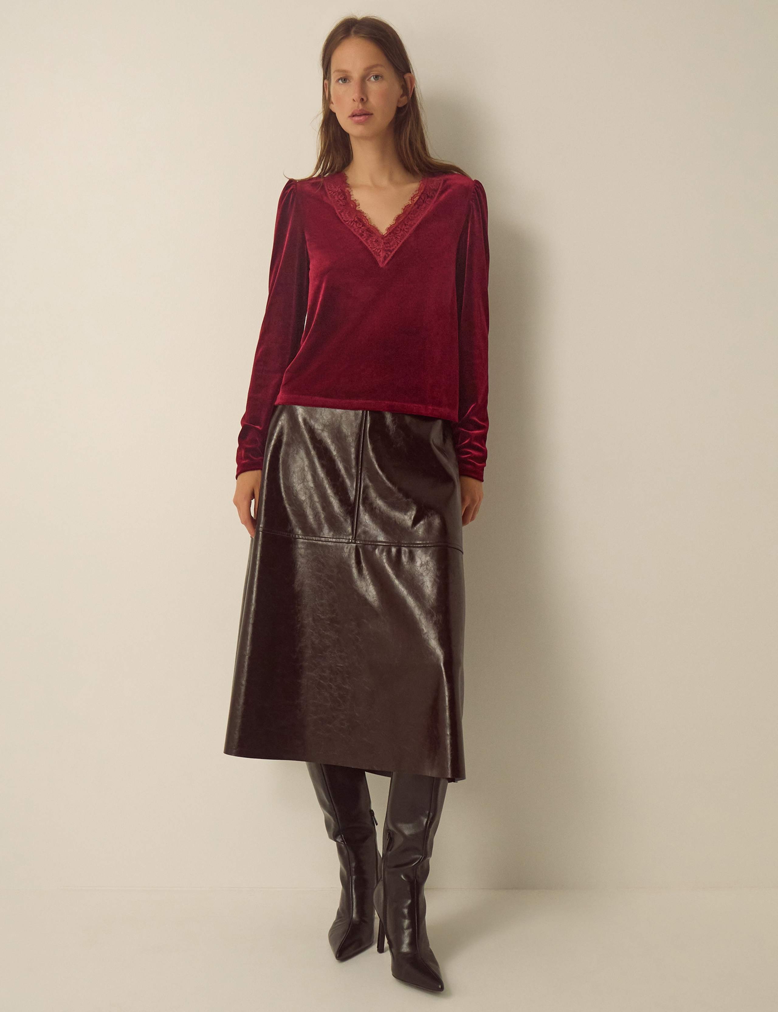 Velvet Lace V Neck Top 3 of 5
