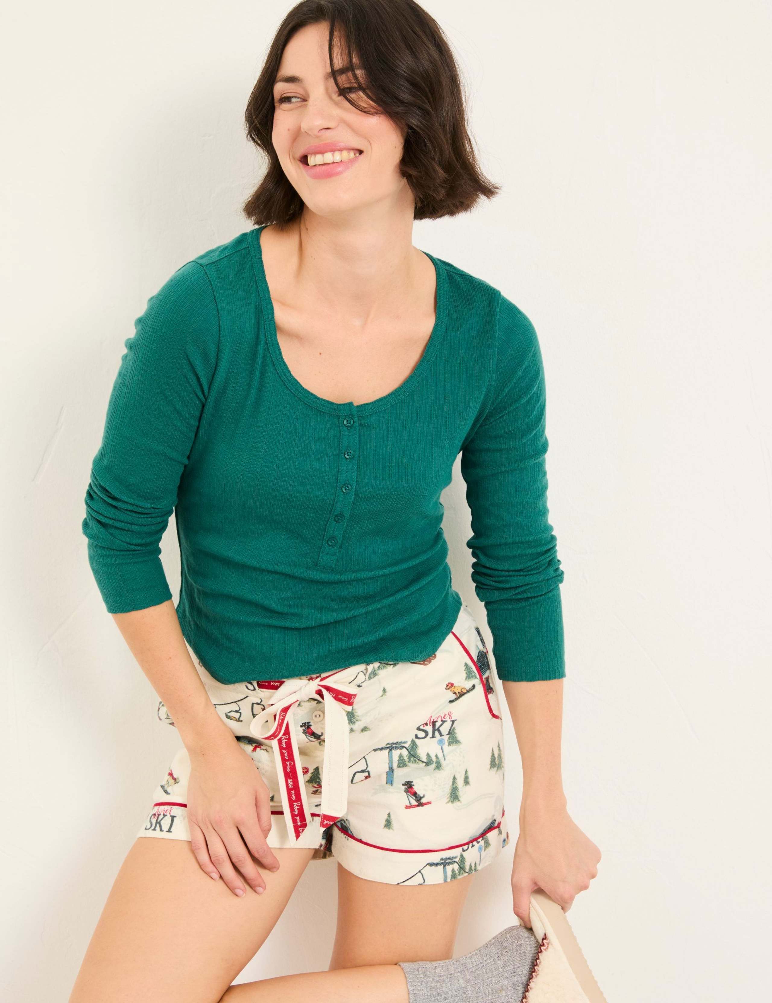 Pure Cotton Ski Print Pyjama Shorts 1 of 5