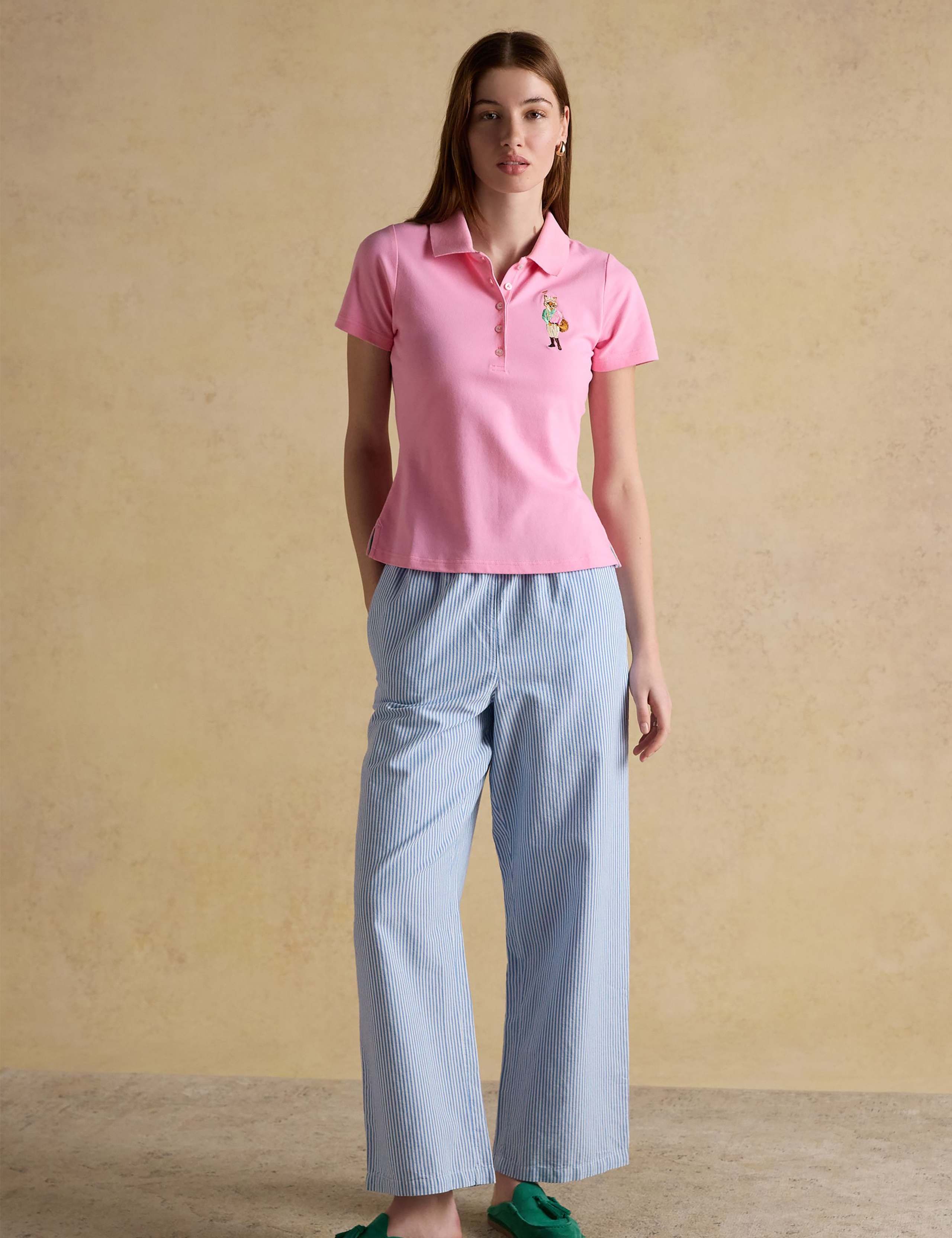 Cotton Rich Pique Fox Embroidery Polo Shirt 1 of 8