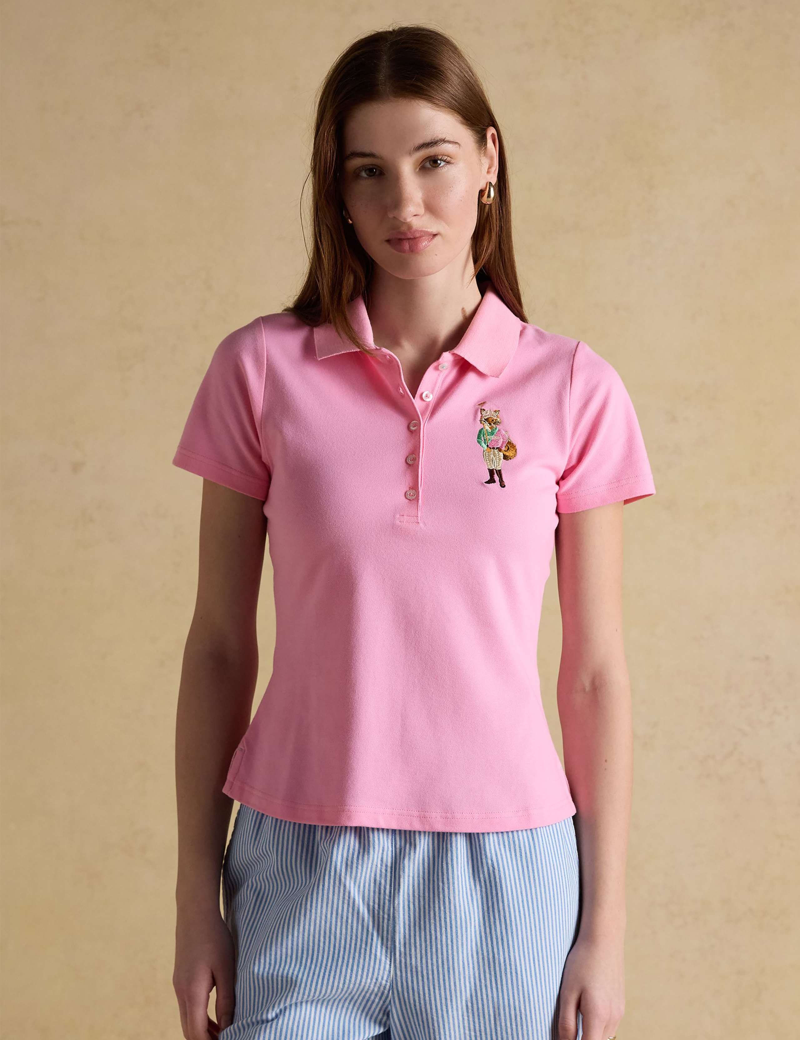Cotton Rich Pique Fox Embroidery Polo Shirt 3 of 8