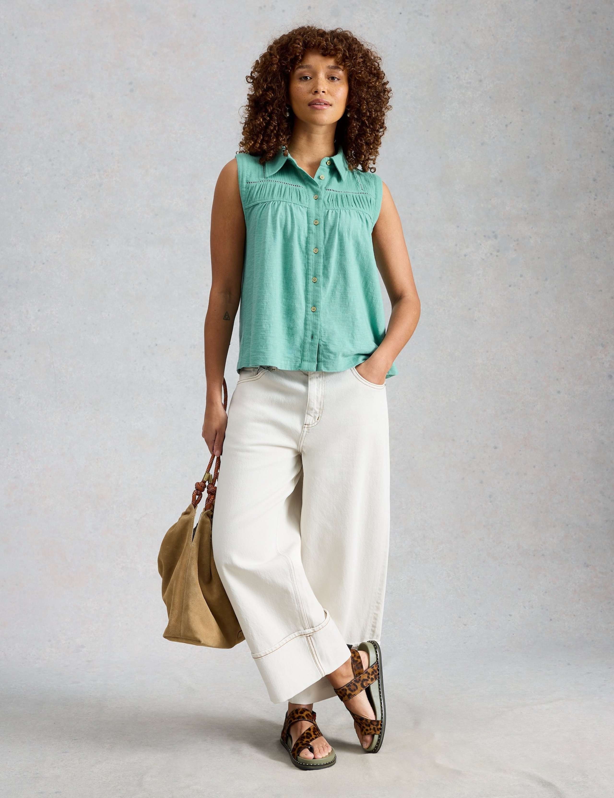 Pure Cotton Ladder Lace Collared Shirt 3 of 5