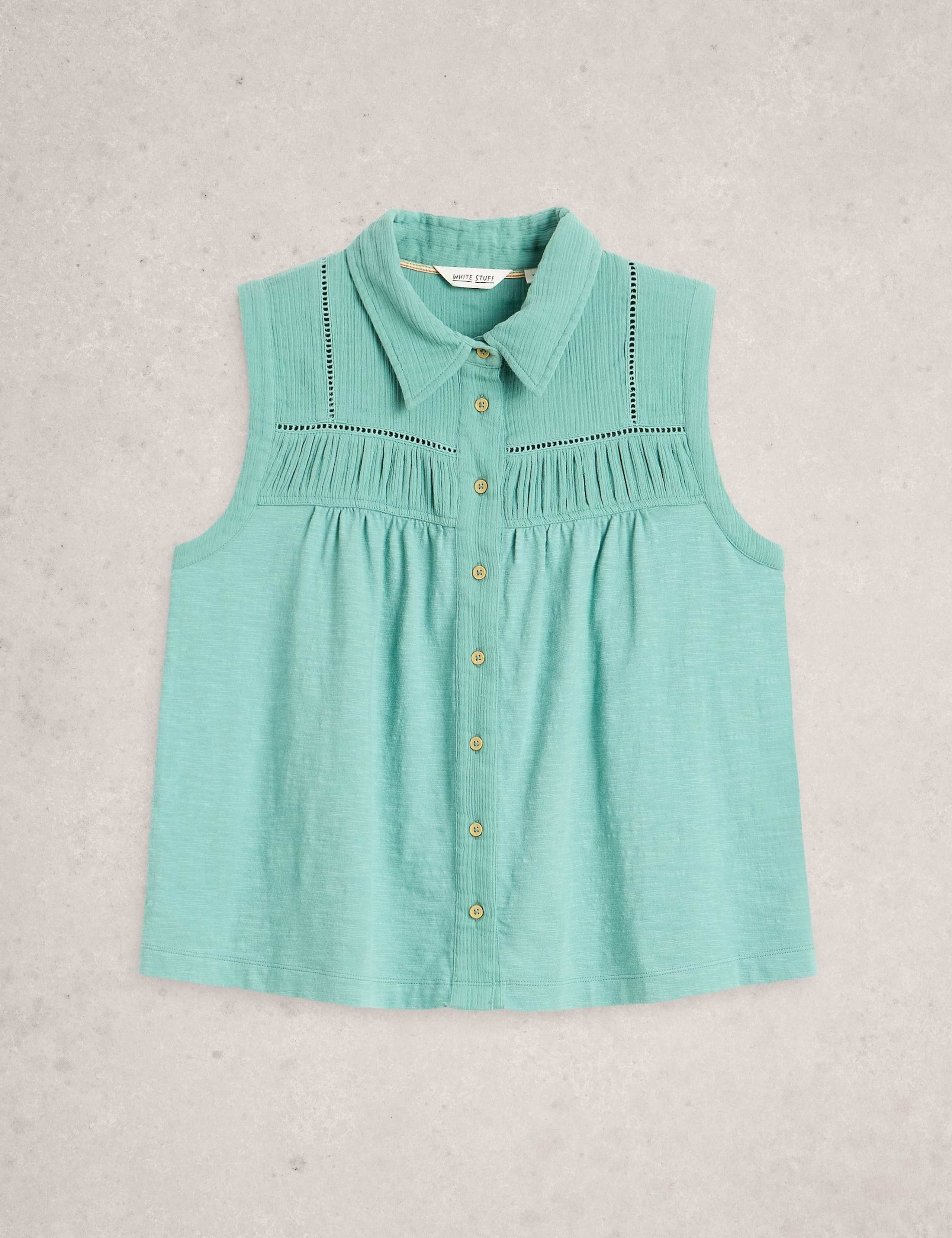 Pure Cotton Ladder Lace Collared Shirt 2 of 5