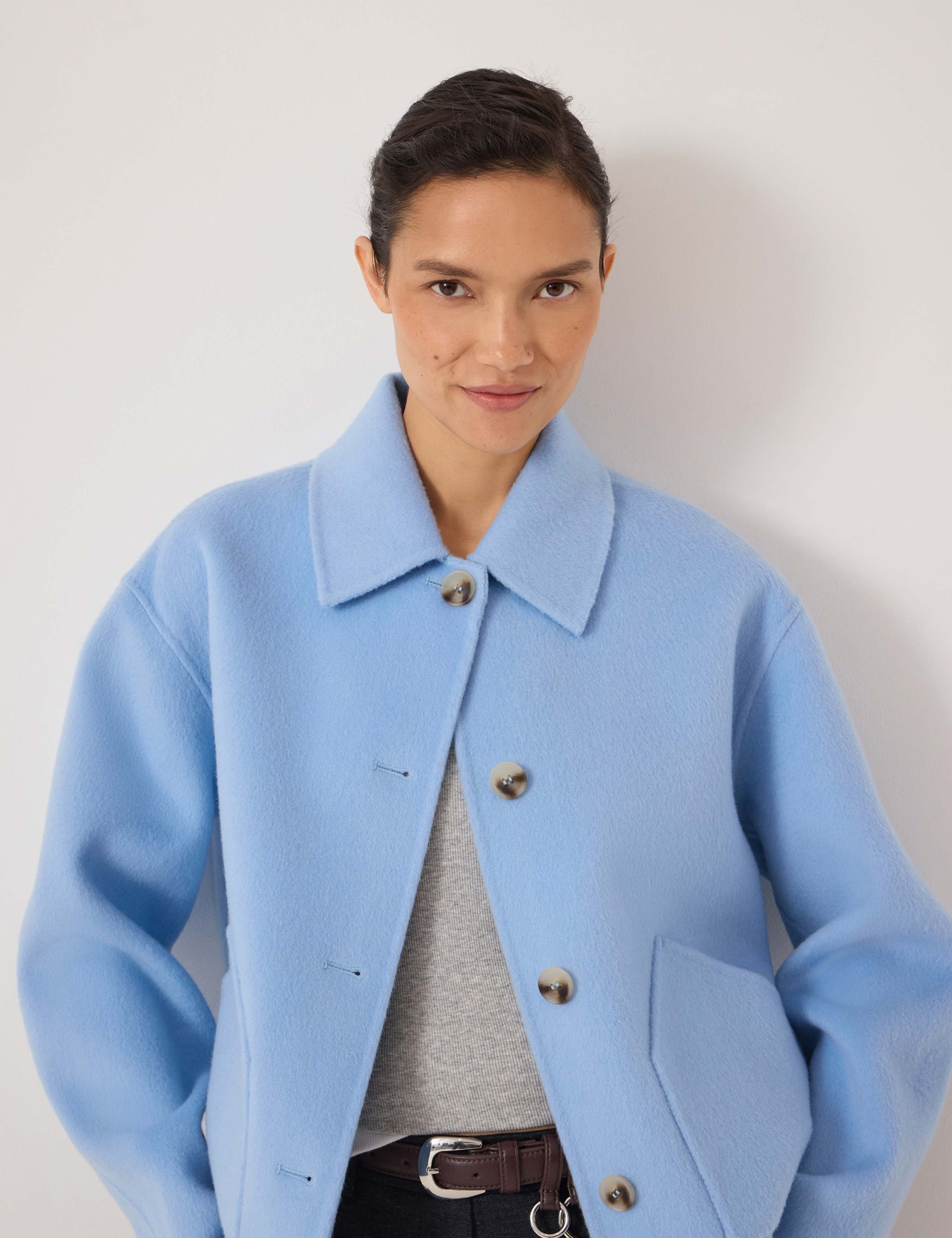 Pure Wool Textured Cropped Jacket 4 of 6