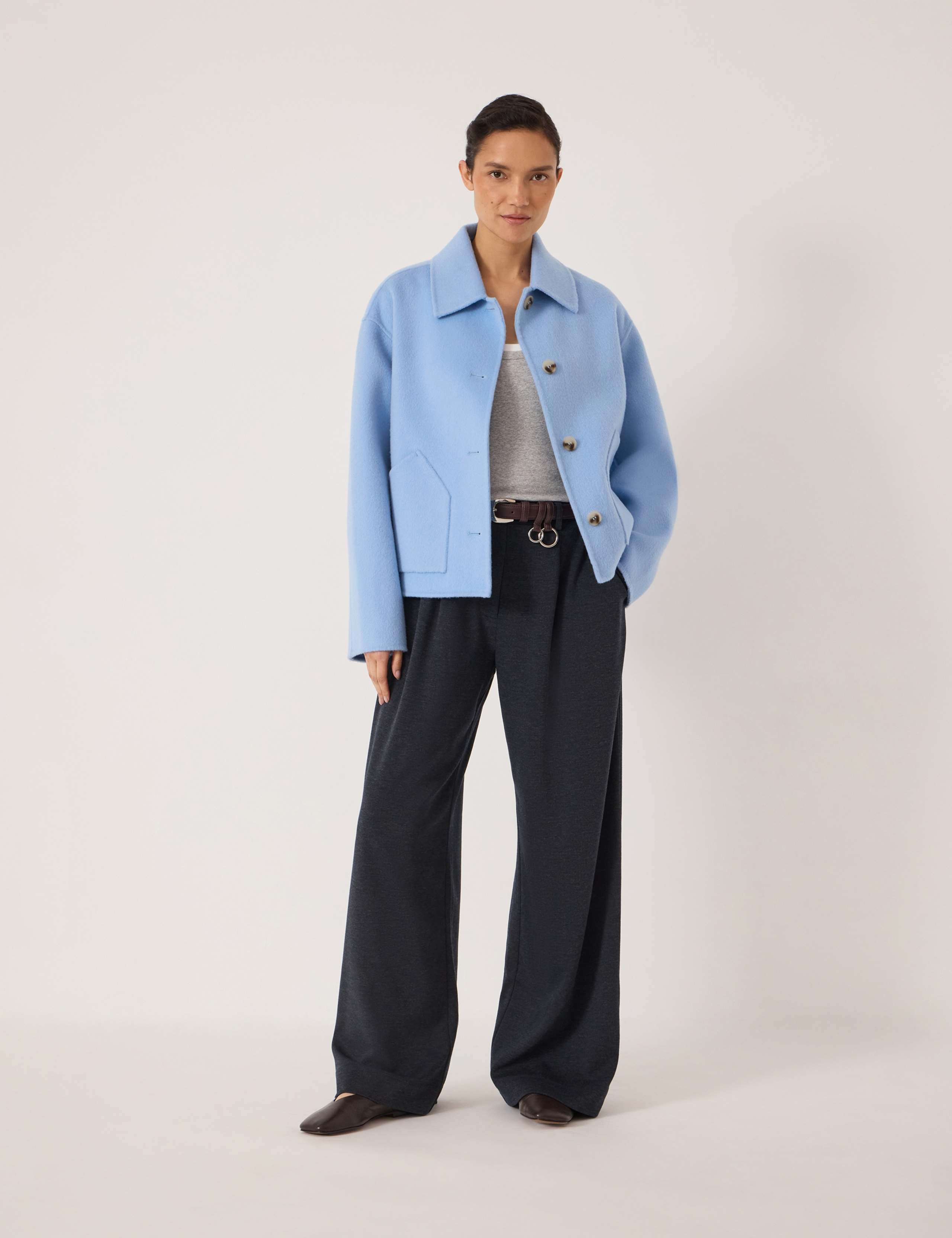 Pure Wool Textured Cropped Jacket 5 of 6